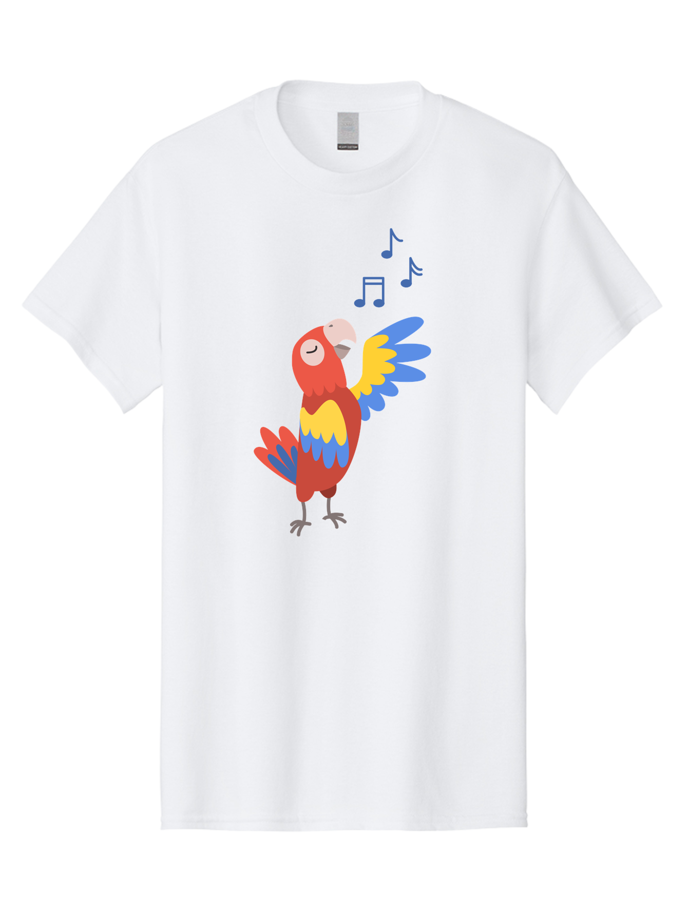 Singing-Parrot-1 Men'S Graphic Tee, 100% Cotton, Comfortable Casual Summer Wear, Machine Washable, Singing Parrot, Colorful Bird, Music Notes, Vibrant Plumage, Happy Expression, Melodic Sounds, Tropical Ambiance, Lively Atmosphere, Aab884 3