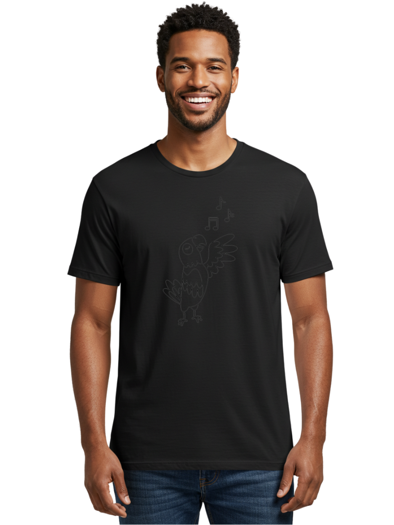 Singing-Parrot-2 Men'S Graphic Tee, 100% Cotton, Comfortable Casual Summer Wear, Machine Washable, Parrot Singing, Bird Song, Musical Notes, Cartoon Parrot, Bird Illustration, Singing Bird, Melody, Music, Parrot Illustration, Funny Parrot, Aab885 12