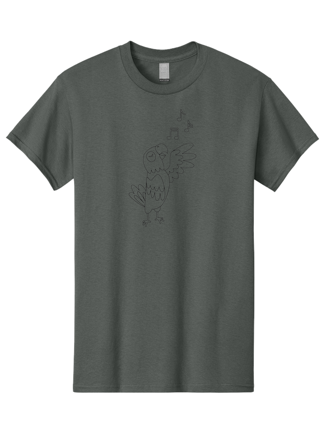 Singing-Parrot-2 Men'S Graphic Tee, 100% Cotton, Comfortable Casual Summer Wear, Machine Washable, Parrot Singing, Bird Song, Musical Notes, Cartoon Parrot, Bird Illustration, Singing Bird, Melody, Music, Parrot Illustration, Funny Parrot, Aab885 5