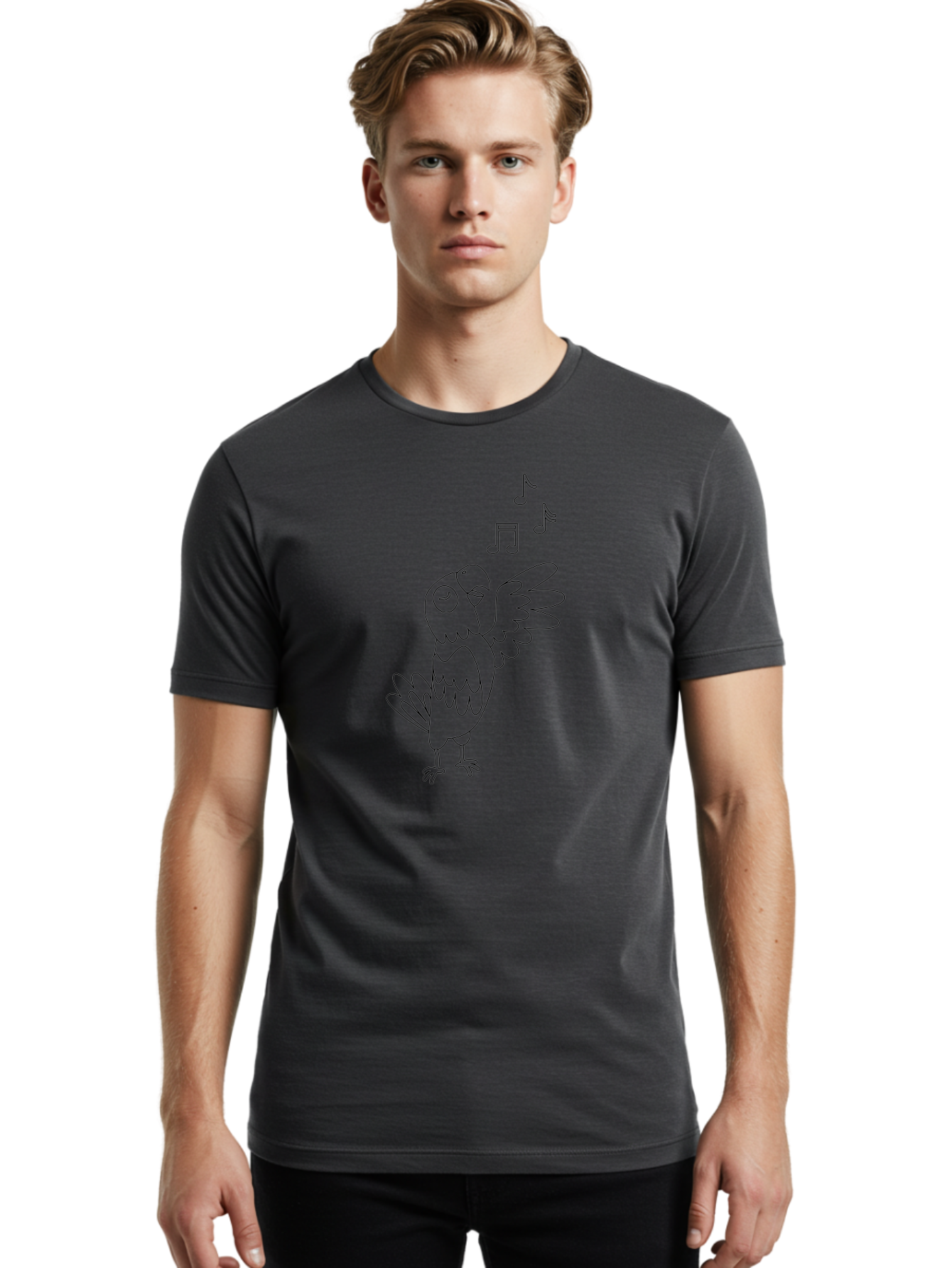 Singing-Parrot-2 Men'S Graphic Tee, 100% Cotton, Comfortable Casual Summer Wear, Machine Washable, Parrot Singing, Bird Song, Musical Notes, Cartoon Parrot, Bird Illustration, Singing Bird, Melody, Music, Parrot Illustration, Funny Parrot, Aab885 26
