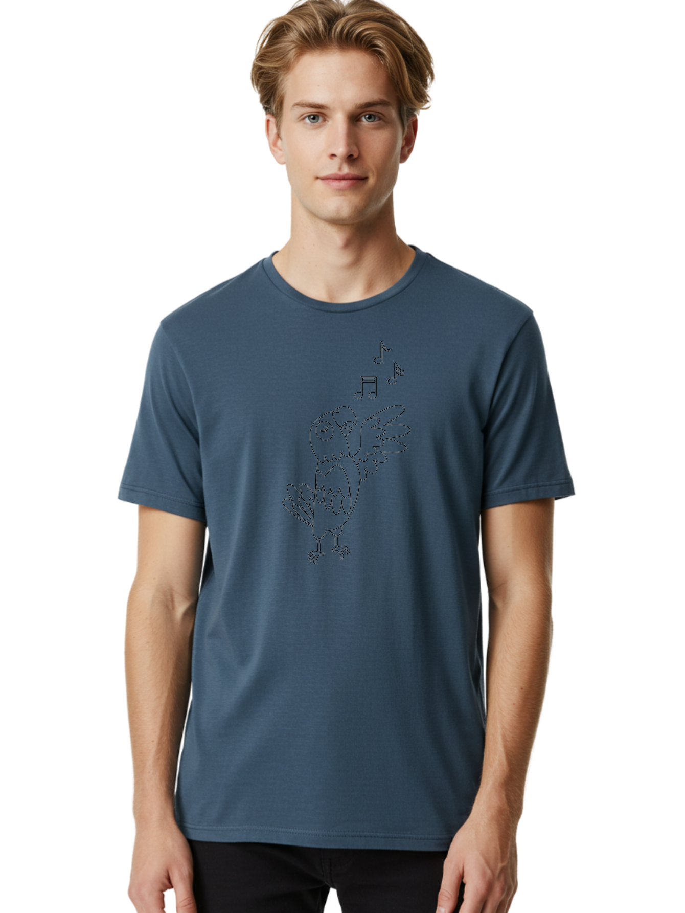 Singing-Parrot-2 Men'S Graphic Tee, 100% Cotton, Comfortable Casual Summer Wear, Machine Washable, Parrot Singing, Bird Song, Musical Notes, Cartoon Parrot, Bird Illustration, Singing Bird, Melody, Music, Parrot Illustration, Funny Parrot, Aab885 14