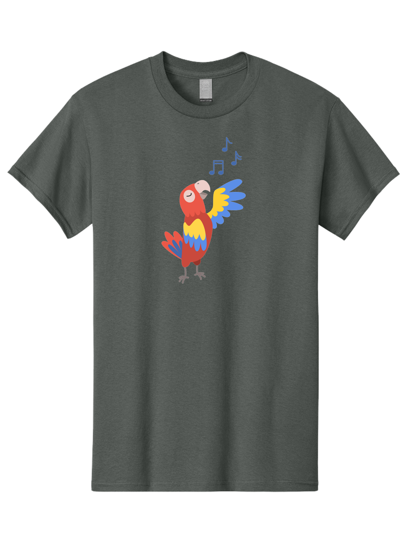 Singing-Parrot Men'S Graphic Tee, 100% Cotton, Comfortable Casual Summer Wear, Machine Washable, Colorful Parrot, Singing Bird, Vibrant Plumage, Tropical Bird, Happy Atmosphere, Melodic Sounds, Bird Song, Joyful Creature Aab887 3