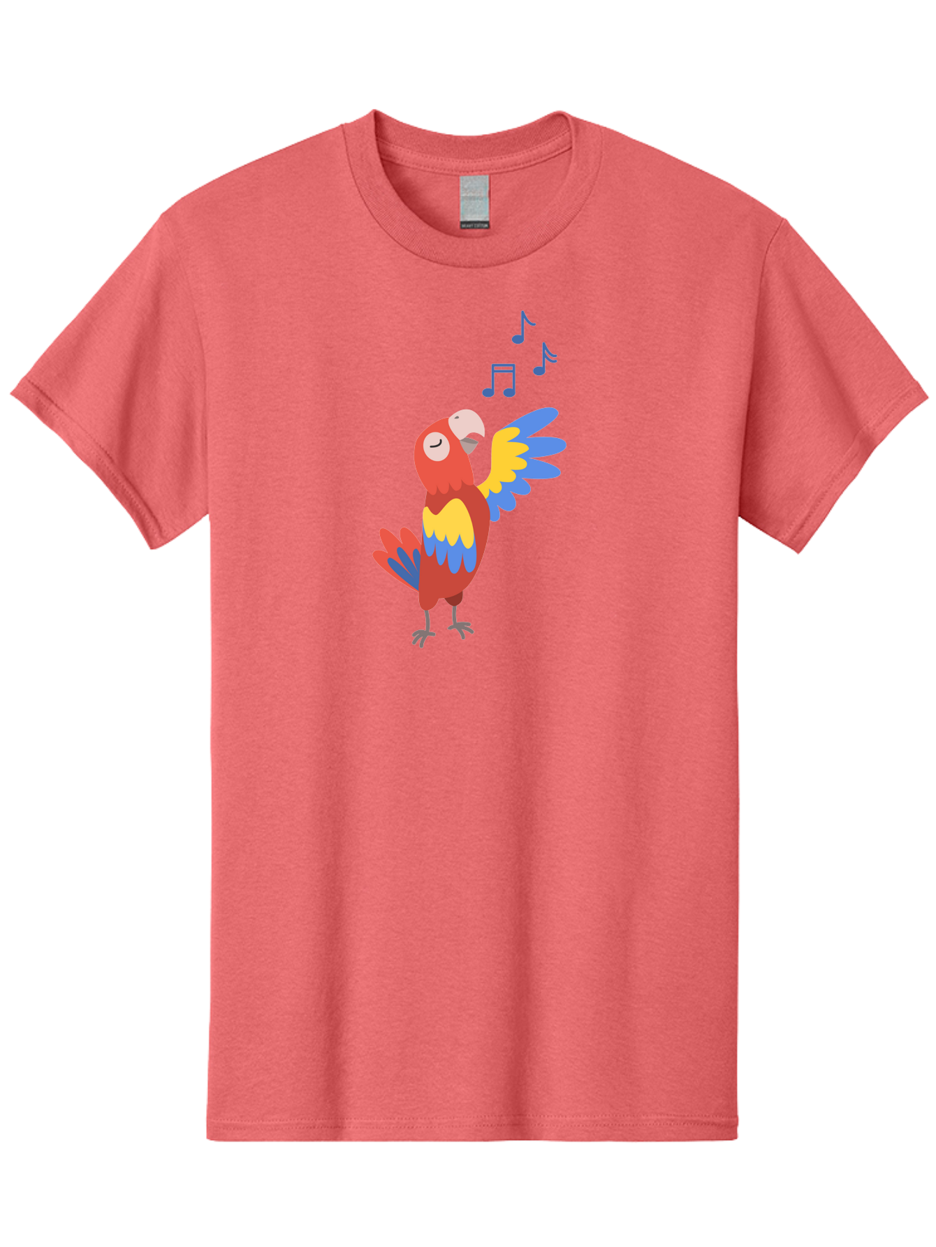 Singing-Parrot Men'S Graphic Tee, 100% Cotton, Comfortable Casual Summer Wear, Machine Washable, Colorful Parrot, Singing Bird, Vibrant Plumage, Tropical Bird, Happy Atmosphere, Melodic Sounds, Bird Song, Joyful Creature Aab887 11