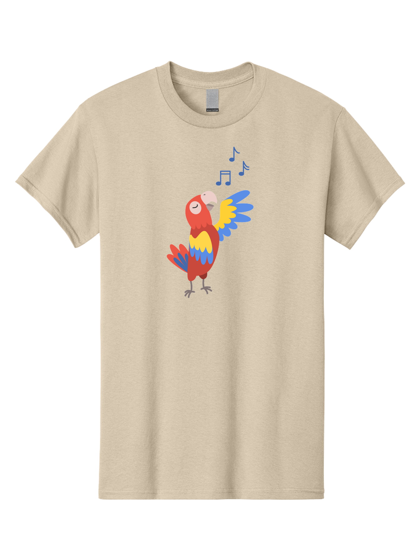 Singing-Parrot Men'S Graphic Tee, 100% Cotton, Comfortable Casual Summer Wear, Machine Washable, Colorful Parrot, Singing Bird, Vibrant Plumage, Tropical Bird, Happy Atmosphere, Melodic Sounds, Bird Song, Joyful Creature Aab887 5