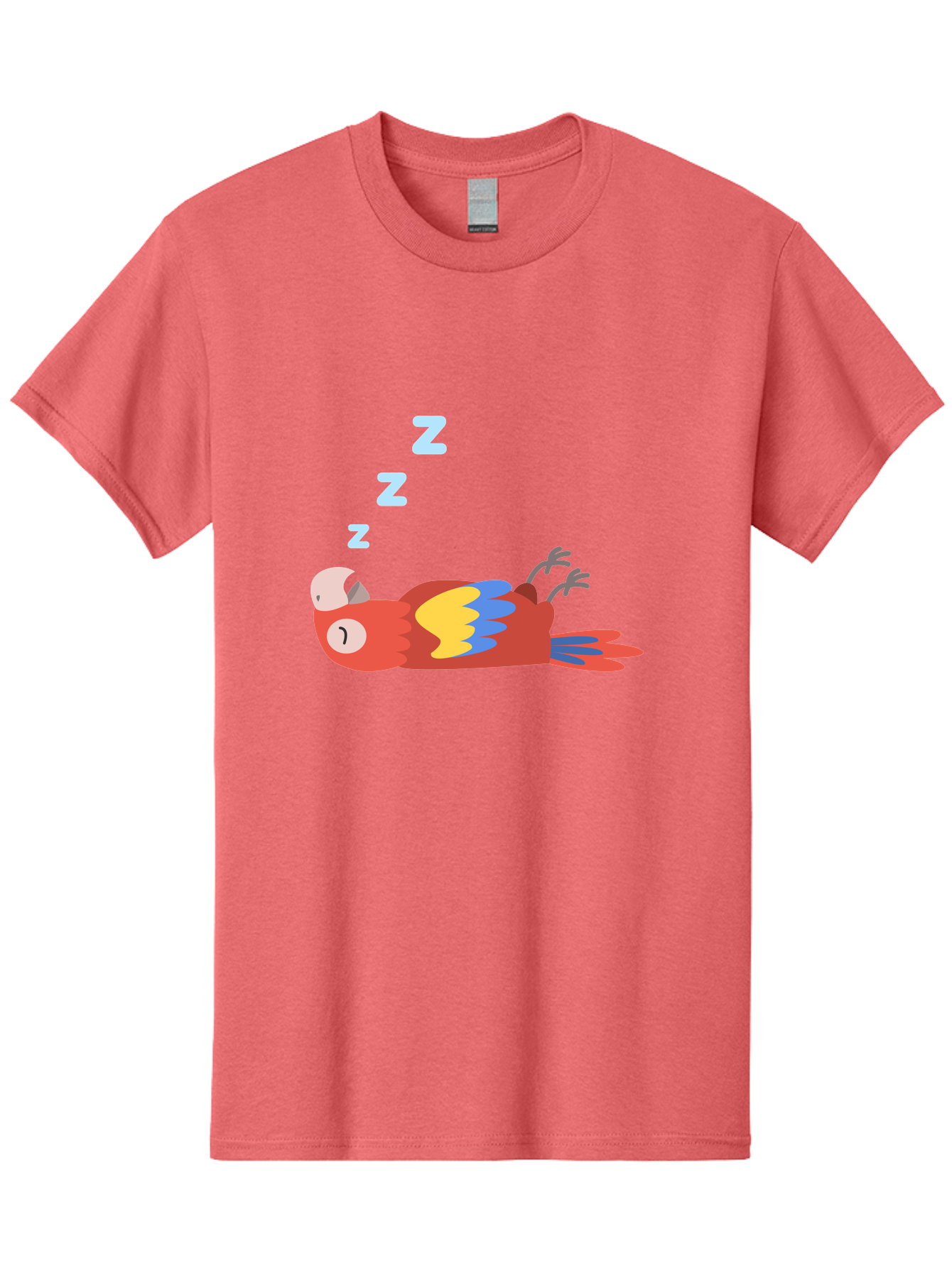 Sleeping-Parrot-1 Men'S Graphic Tee, 100% Cotton, Comfortable Casual Summer Wear, Machine Washable, Sleeping Parrot, Cartoon Bird, Colorful Plumage, Relaxed Atmosphere, Snoozing Animal, Zzz, Dreamy Expression, Vibrant Feathers, Tropical Bird Aab888 21