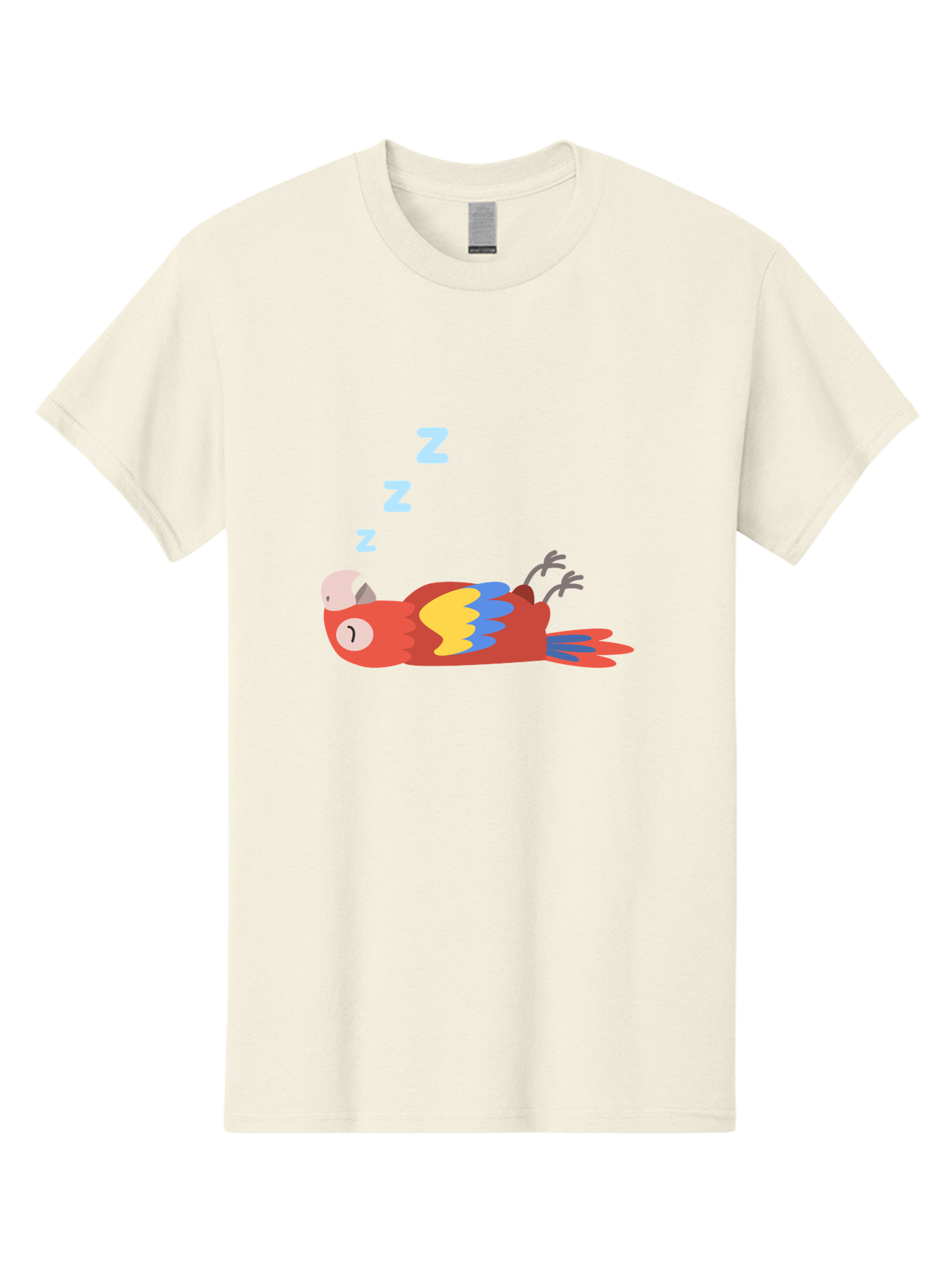 Sleeping-Parrot-1 Men'S Graphic Tee, 100% Cotton, Comfortable Casual Summer Wear, Machine Washable, Sleeping Parrot, Cartoon Bird, Colorful Plumage, Relaxed Atmosphere, Snoozing Animal, Zzz, Dreamy Expression, Vibrant Feathers, Tropical Bird Aab888 23