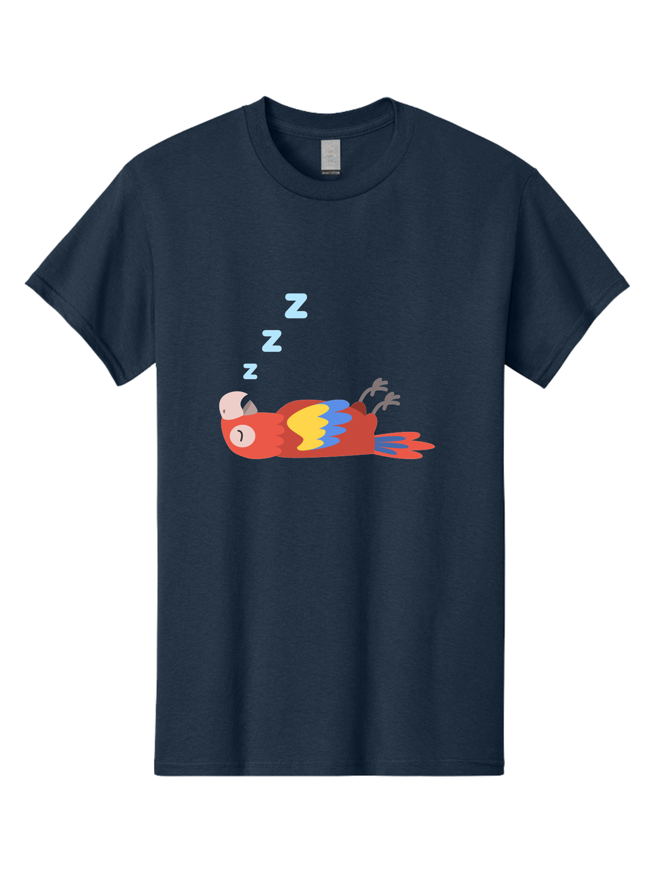 Sleeping-Parrot-1 Men'S Graphic Tee, 100% Cotton, Comfortable Casual Summer Wear, Machine Washable, Sleeping Parrot, Cartoon Bird, Colorful Plumage, Relaxed Atmosphere, Snoozing Animal, Zzz, Dreamy Expression, Vibrant Feathers, Tropical Bird Aab888 25