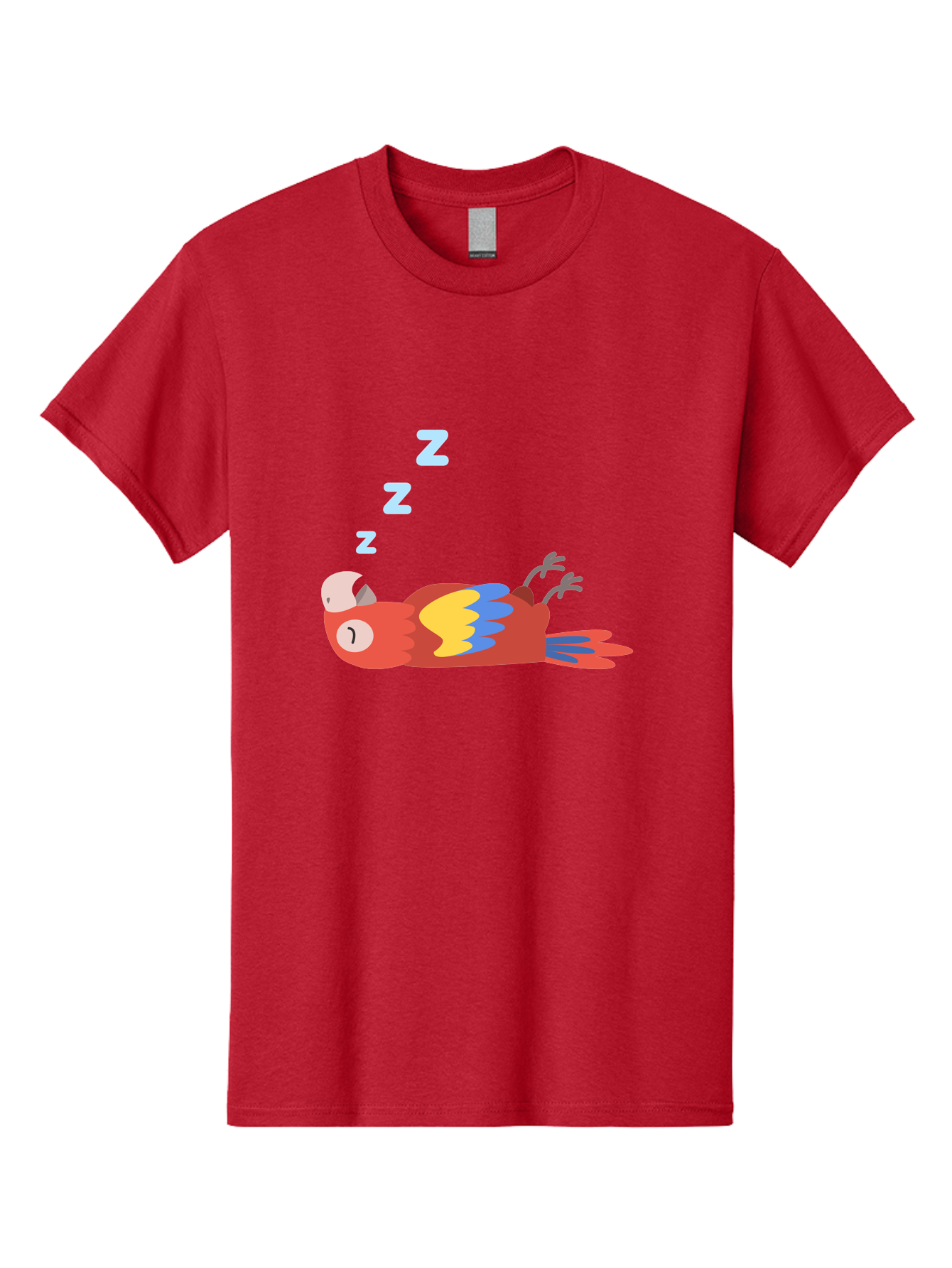 Sleeping-Parrot-1 Men'S Graphic Tee, 100% Cotton, Comfortable Casual Summer Wear, Machine Washable, Sleeping Parrot, Cartoon Bird, Colorful Plumage, Relaxed Atmosphere, Snoozing Animal, Zzz, Dreamy Expression, Vibrant Feathers, Tropical Bird Aab888 15
