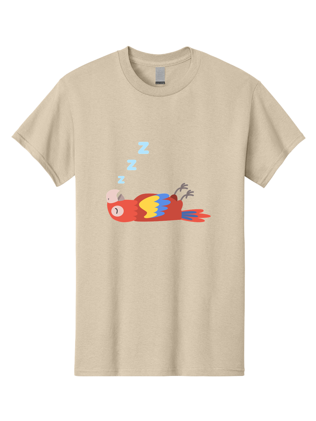 Sleeping-Parrot-1 Men'S Graphic Tee, 100% Cotton, Comfortable Casual Summer Wear, Machine Washable, Sleeping Parrot, Cartoon Bird, Colorful Plumage, Relaxed Atmosphere, Snoozing Animal, Zzz, Dreamy Expression, Vibrant Feathers, Tropical Bird Aab888 11
