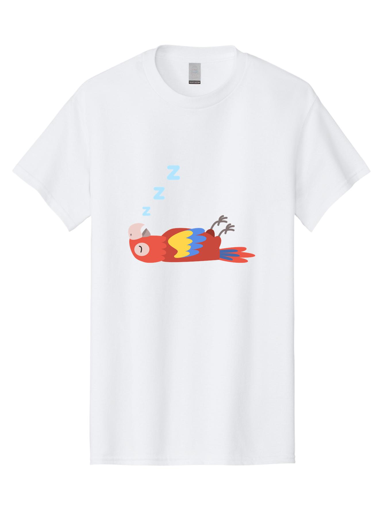 Sleeping-Parrot-1 Men'S Graphic Tee, 100% Cotton, Comfortable Casual Summer Wear, Machine Washable, Sleeping Parrot, Cartoon Bird, Colorful Plumage, Relaxed Atmosphere, Snoozing Animal, Zzz, Dreamy Expression, Vibrant Feathers, Tropical Bird Aab888 5