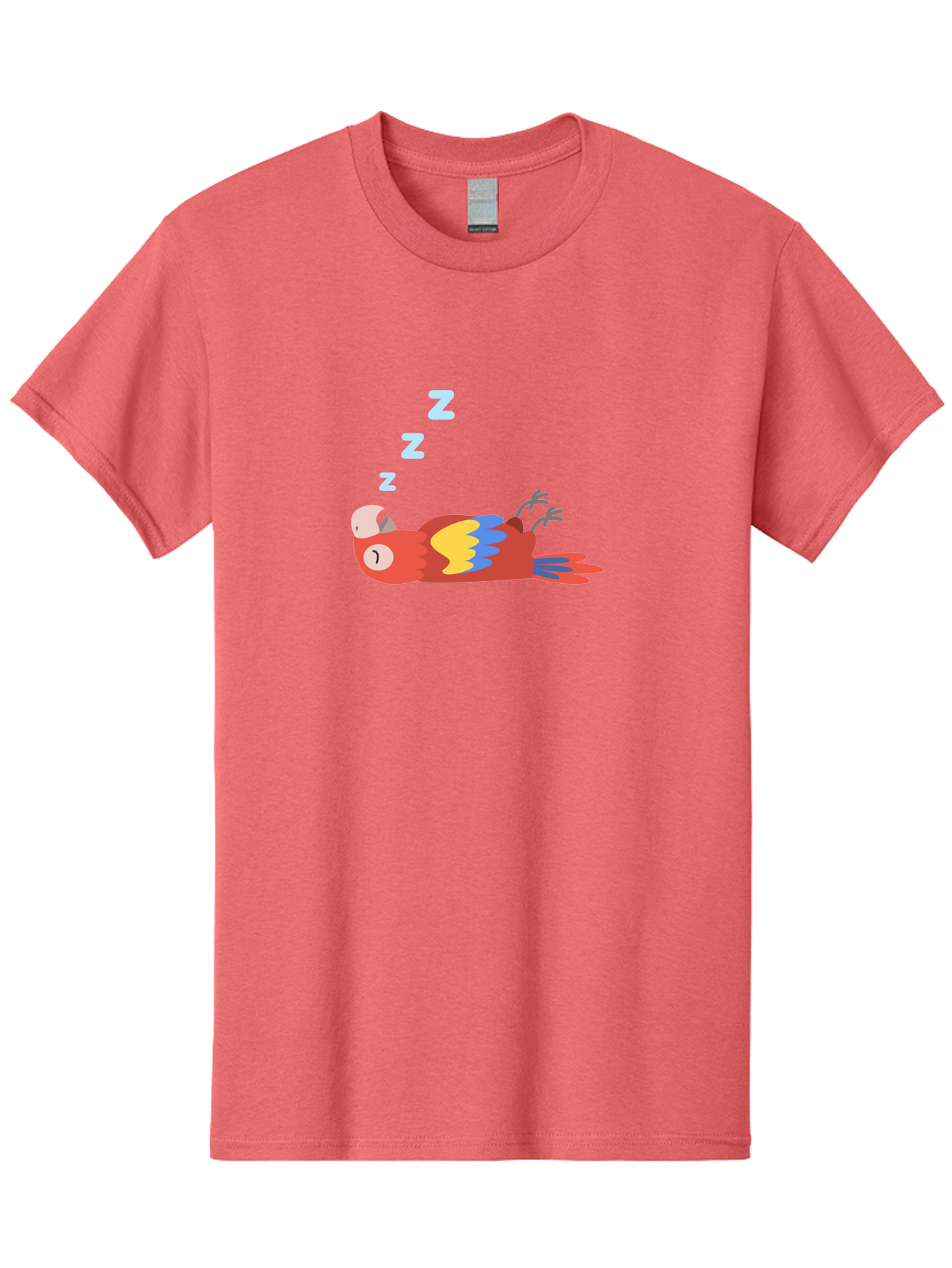 Sleeping-Parrot Men'S Graphic Tee, 100% Cotton, Comfortable Casual Summer Wear, Machine Washable, Sleeping Parrot, Cartoon Parrot, Colorful Bird, Vibrant Feathers, Blue And Yellow Wings, Relaxed Atmosphere, Dreamy Mood, Zzz Symbol Aab890 11