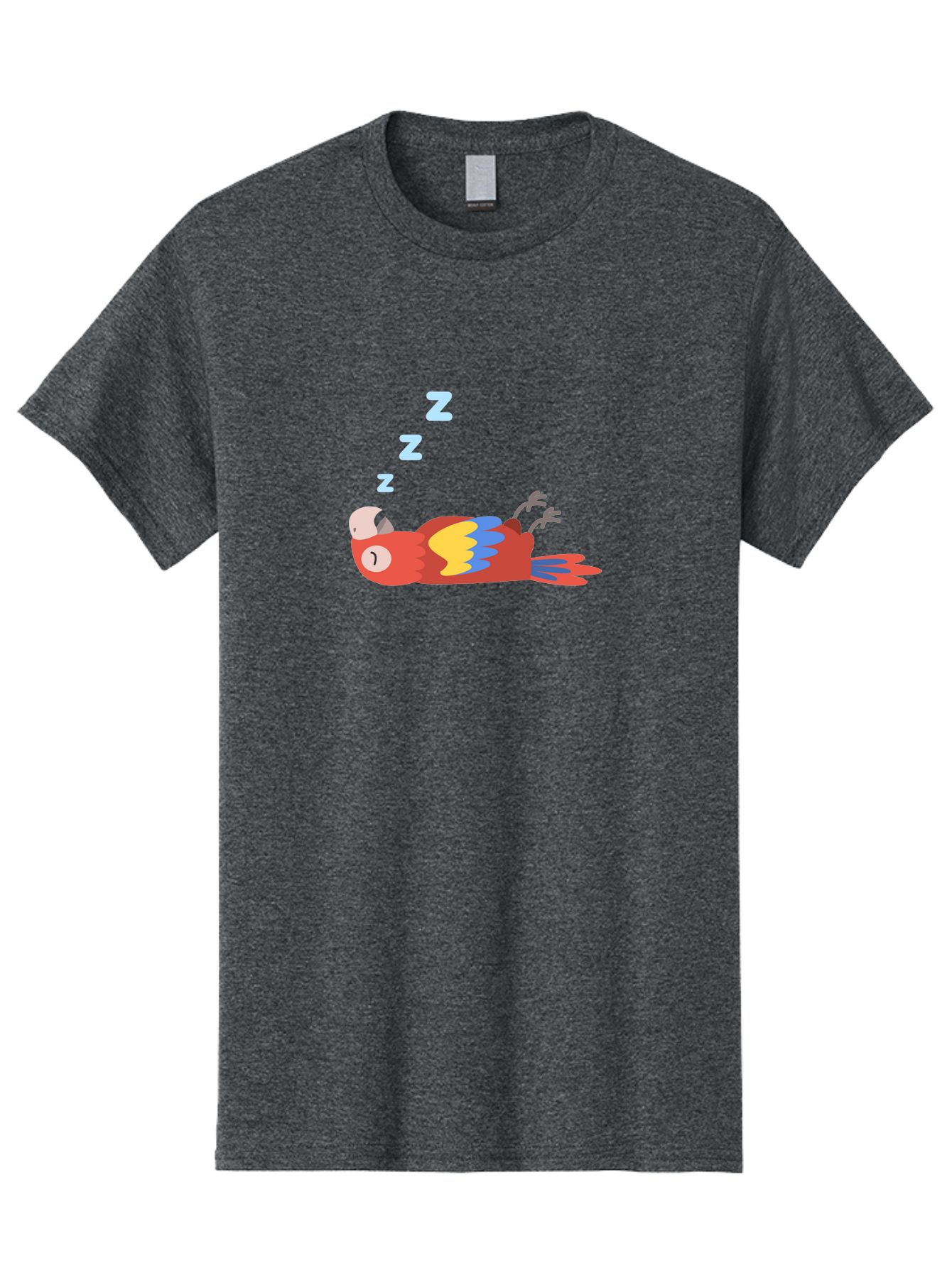Sleeping-Parrot Men'S Graphic Tee, 100% Cotton, Comfortable Casual Summer Wear, Machine Washable, Sleeping Parrot, Cartoon Parrot, Colorful Bird, Vibrant Feathers, Blue And Yellow Wings, Relaxed Atmosphere, Dreamy Mood, Zzz Symbol Aab890 27