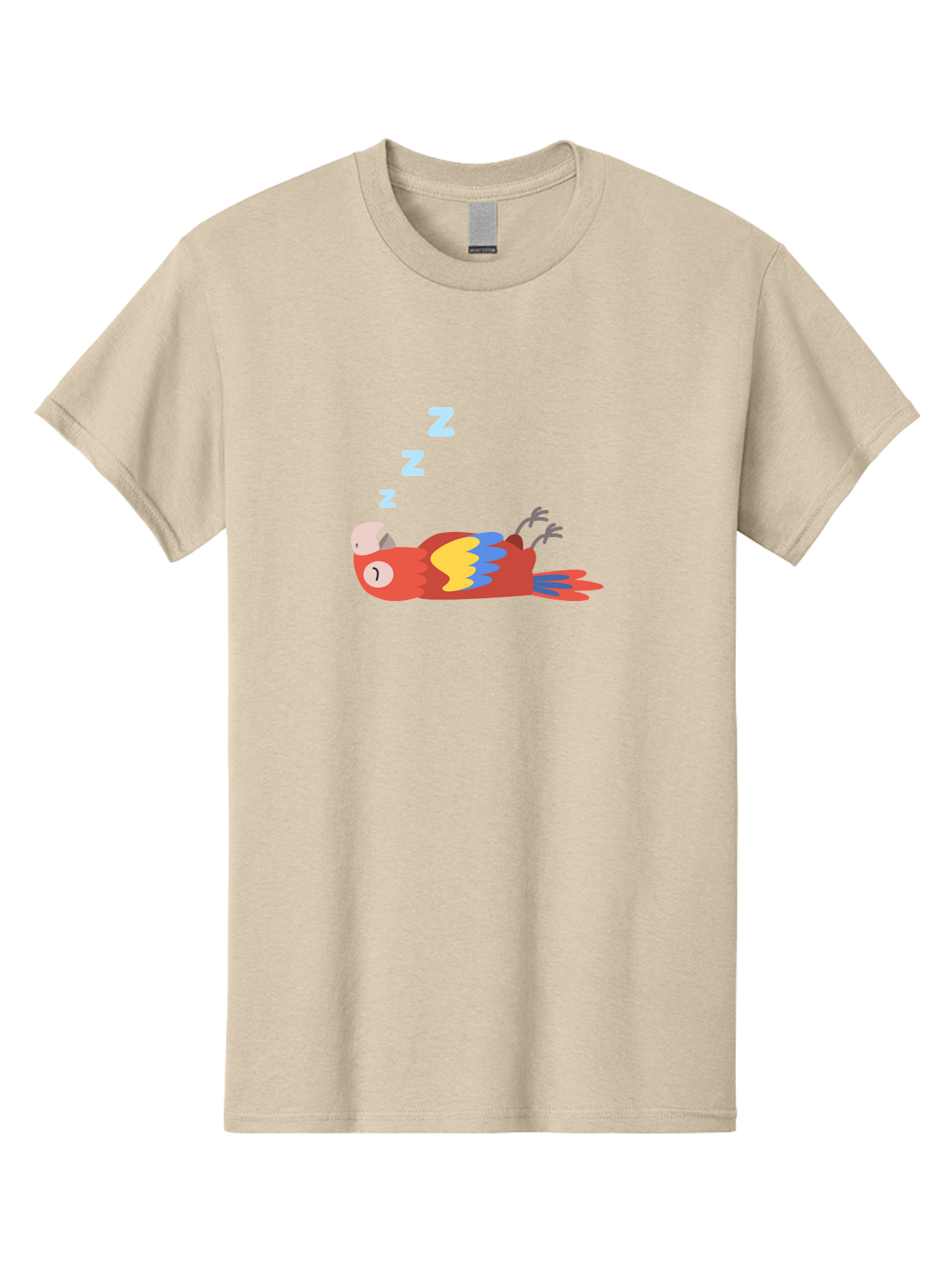 Sleeping-Parrot Men'S Graphic Tee, 100% Cotton, Comfortable Casual Summer Wear, Machine Washable, Sleeping Parrot, Cartoon Parrot, Colorful Bird, Vibrant Feathers, Blue And Yellow Wings, Relaxed Atmosphere, Dreamy Mood, Zzz Symbol Aab890 7