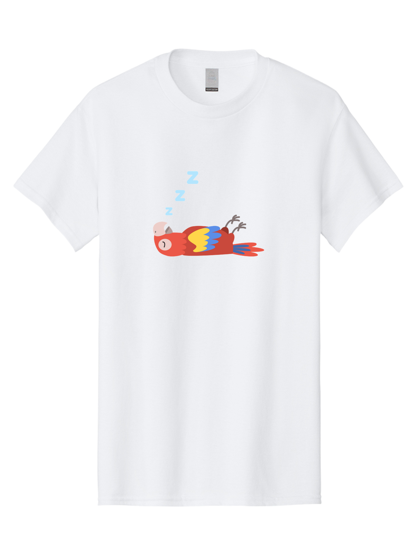 Sleeping-Parrot Men'S Graphic Tee, 100% Cotton, Comfortable Casual Summer Wear, Machine Washable, Sleeping Parrot, Cartoon Parrot, Colorful Bird, Vibrant Feathers, Blue And Yellow Wings, Relaxed Atmosphere, Dreamy Mood, Zzz Symbol Aab890 9