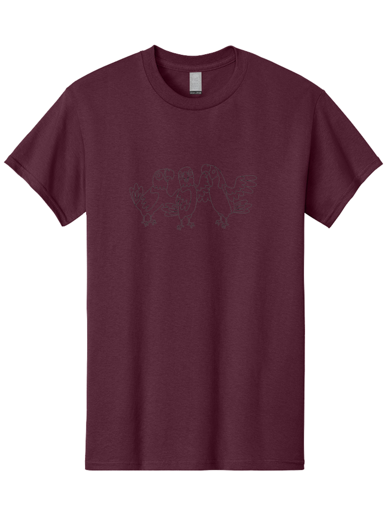 Three-Parrots-2 Men'S Graphic Tee, 100% Cotton, Comfortable Casual Summer Wear, Machine Washable, Parrots, Birds, Cartoon, Simple Line Art, Black And White, Bird Illustrations, Animal Friends Aab892 1