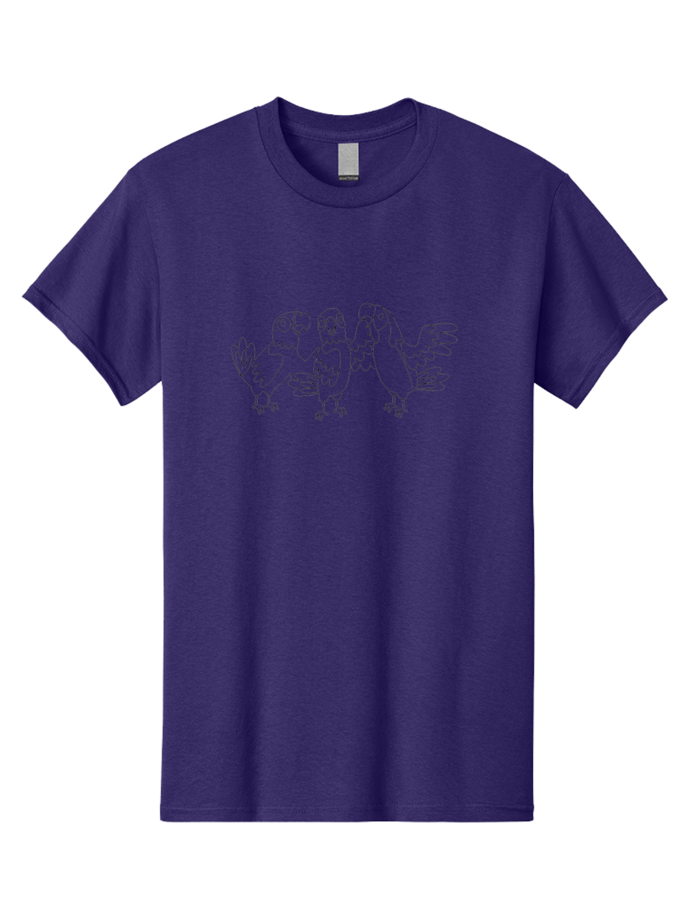 Three-Parrots-2 Men'S Graphic Tee, 100% Cotton, Comfortable Casual Summer Wear, Machine Washable, Parrots, Birds, Cartoon, Simple Line Art, Black And White, Bird Illustrations, Animal Friends Aab892 9