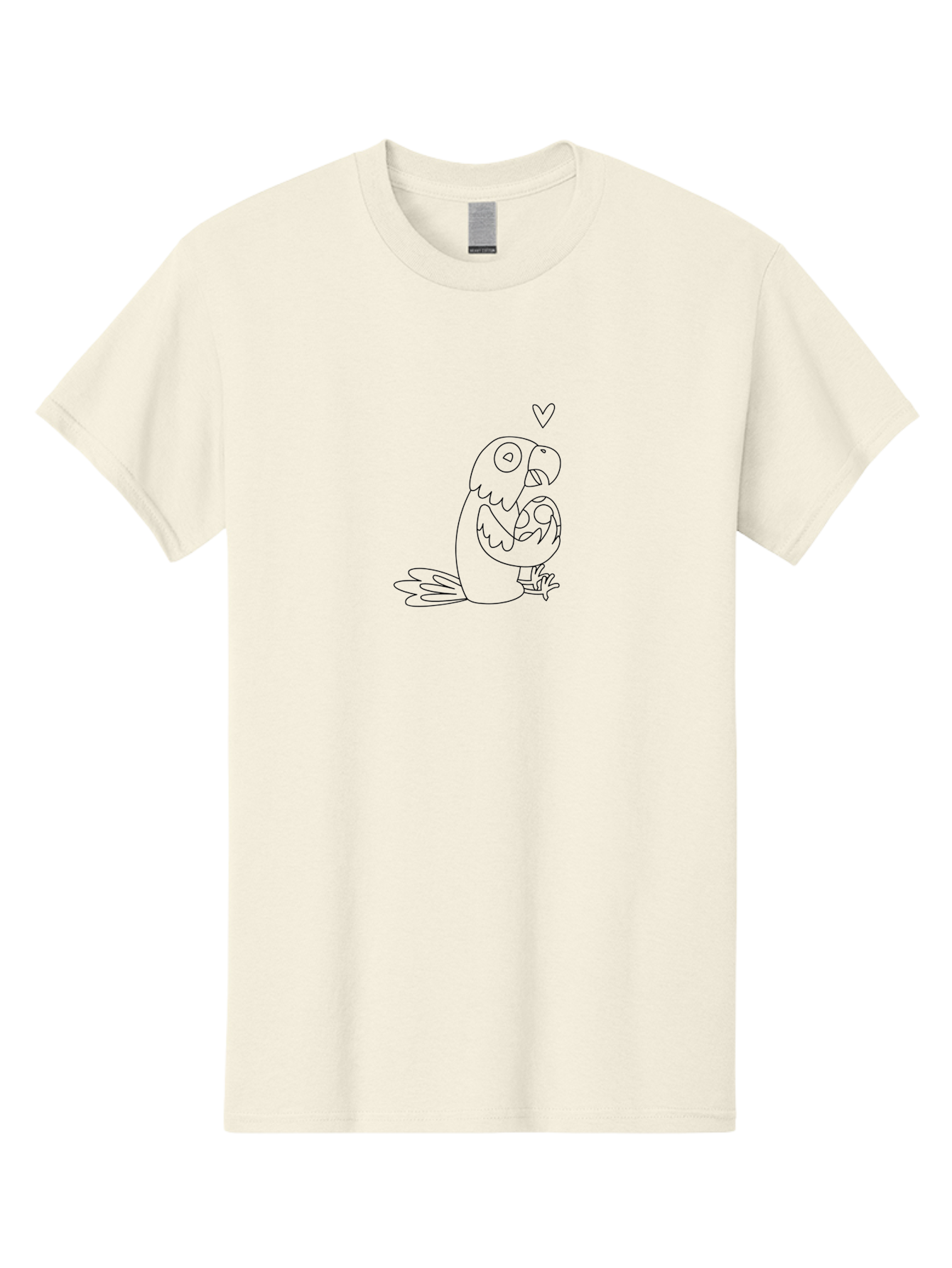 Two-Parrots-Hugging Men'S Graphic Tee, 100% Cotton, Comfortable Casual Summer Wear, Machine Washable, Parrot Hugging Chick, Cute Cartoon Animals, Bird Love, Adorable Illustration, Heartwarming Scene, Animal Affection, Tender Moment, Aab895 7
