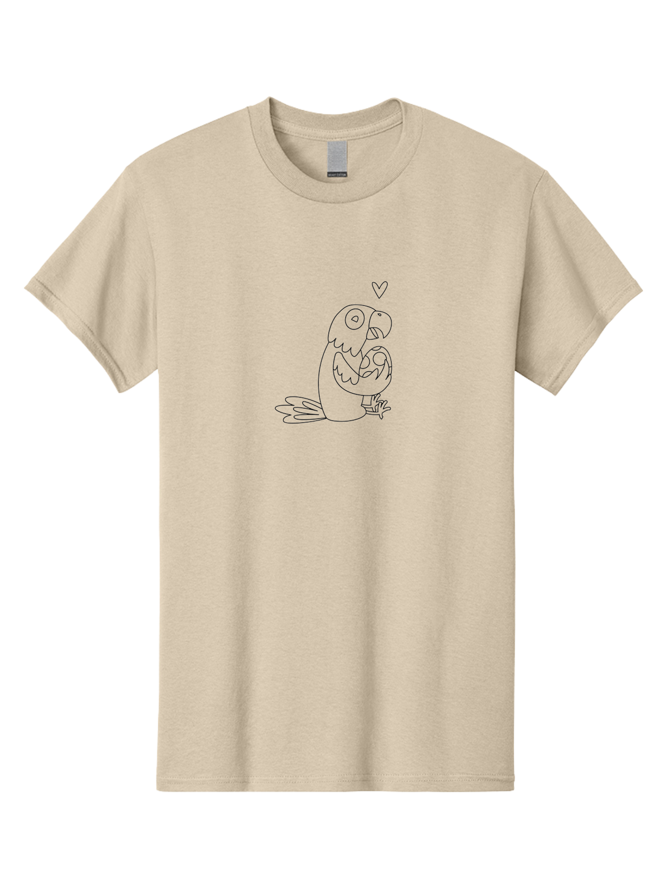 Two-Parrots-Hugging Men'S Graphic Tee, 100% Cotton, Comfortable Casual Summer Wear, Machine Washable, Parrot Hugging Chick, Cute Cartoon Animals, Bird Love, Adorable Illustration, Heartwarming Scene, Animal Affection, Tender Moment, Aab895 13