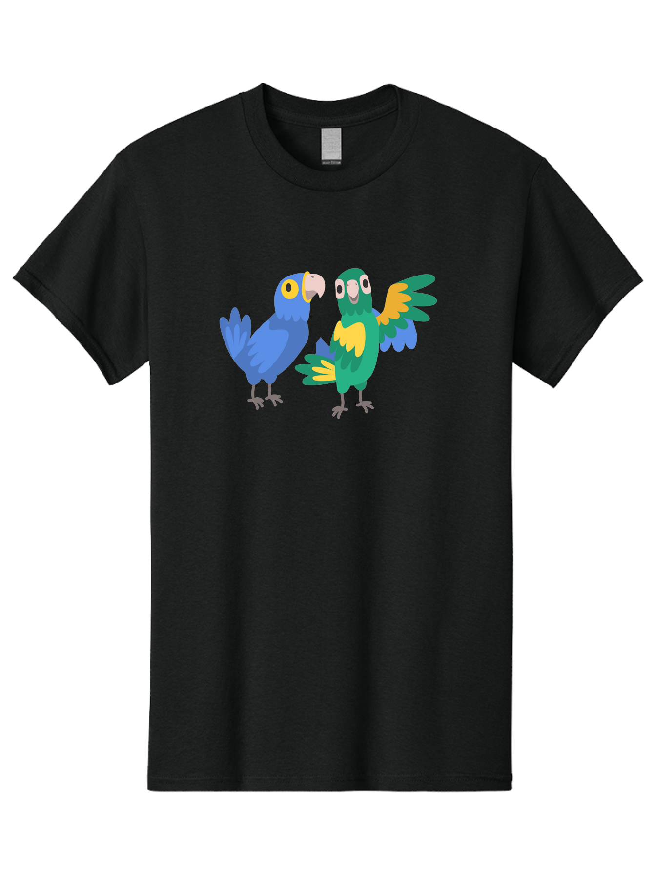 Two-Parrots Men'S Graphic Tee, 100% Cotton, Comfortable Casual Summer Wear, Machine Washable, Cartoon Parrots, Colorful Birds, Vibrant Plumage, Blue Parrot, Green Parrot, Yellow Accents, Playful Birds, Animated Creatures, Parrot Illustration, Aab896 19