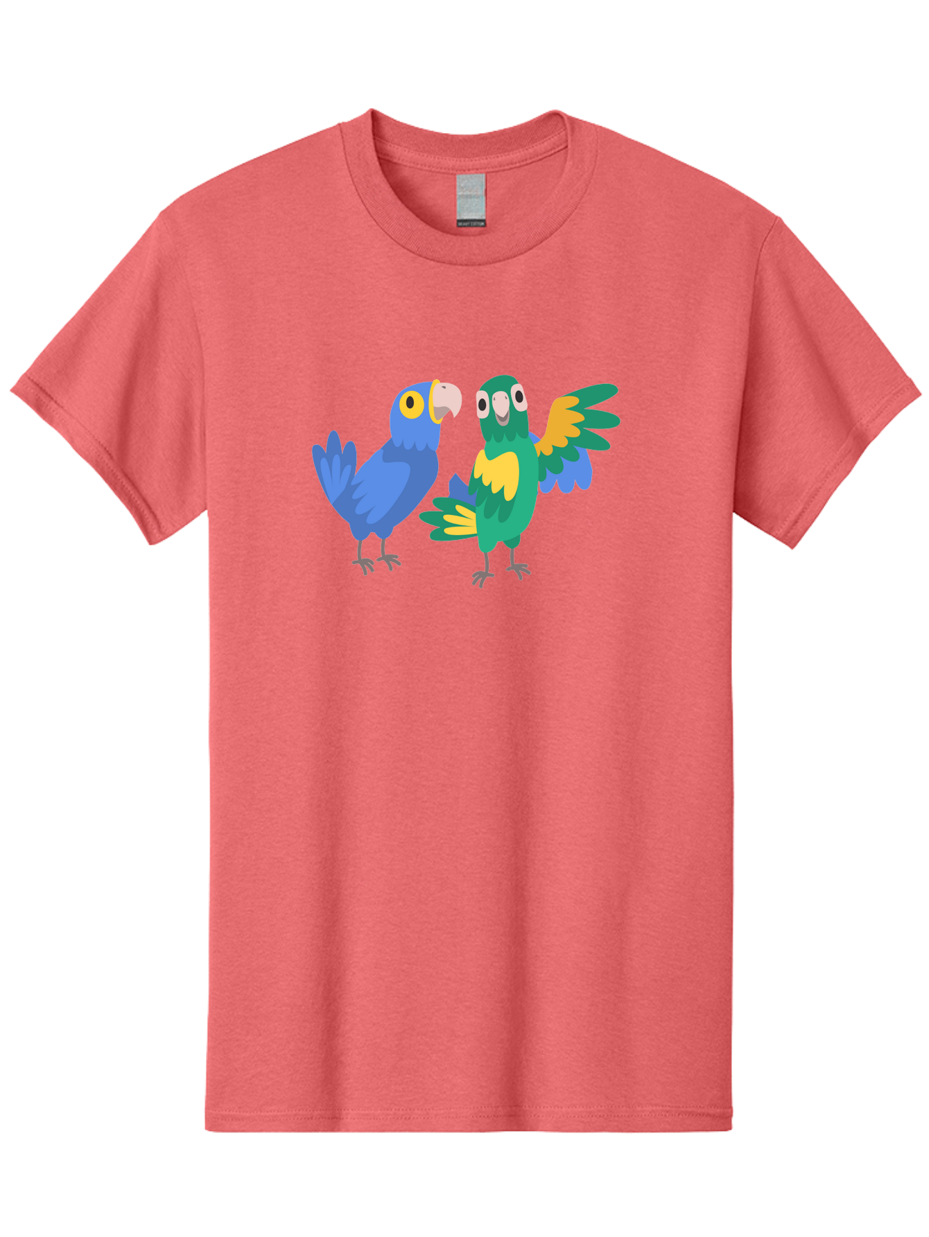 Two-Parrots Men'S Graphic Tee, 100% Cotton, Comfortable Casual Summer Wear, Machine Washable, Cartoon Parrots, Colorful Birds, Vibrant Plumage, Blue Parrot, Green Parrot, Yellow Accents, Playful Birds, Animated Creatures, Parrot Illustration, Aab896 25