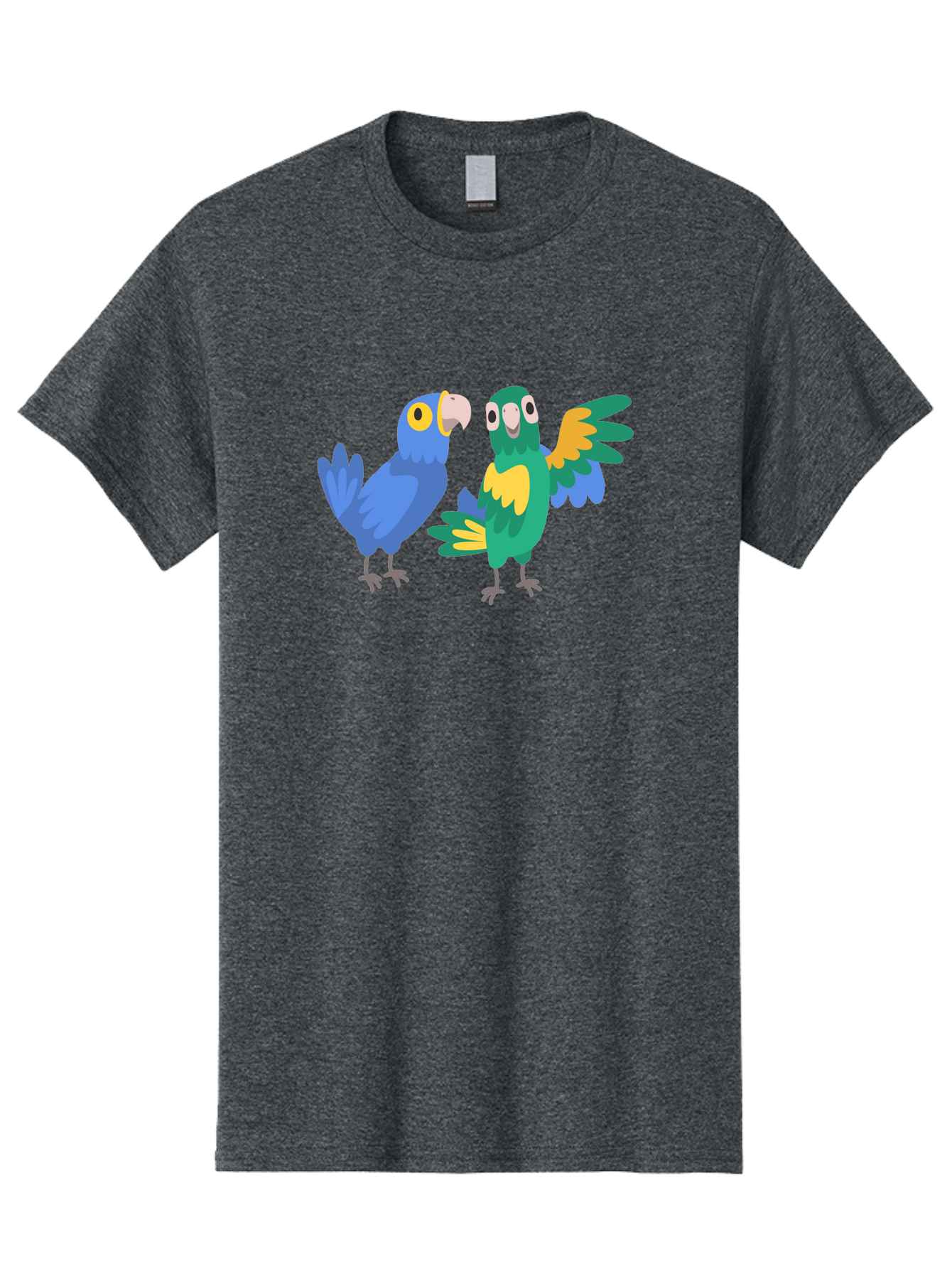 Two-Parrots Men'S Graphic Tee, 100% Cotton, Comfortable Casual Summer Wear, Machine Washable, Cartoon Parrots, Colorful Birds, Vibrant Plumage, Blue Parrot, Green Parrot, Yellow Accents, Playful Birds, Animated Creatures, Parrot Illustration, Aab896 11