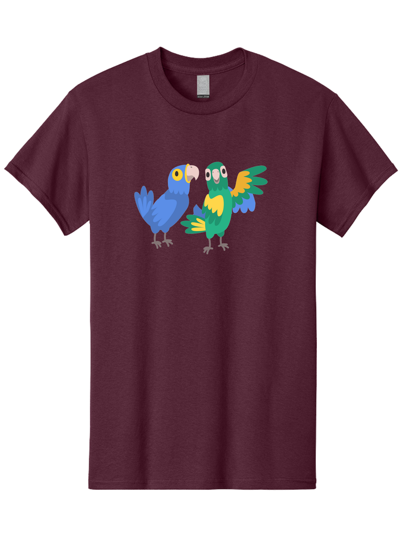 Two-Parrots Men'S Graphic Tee, 100% Cotton, Comfortable Casual Summer Wear, Machine Washable, Cartoon Parrots, Colorful Birds, Vibrant Plumage, Blue Parrot, Green Parrot, Yellow Accents, Playful Birds, Animated Creatures, Parrot Illustration, Aab896 17