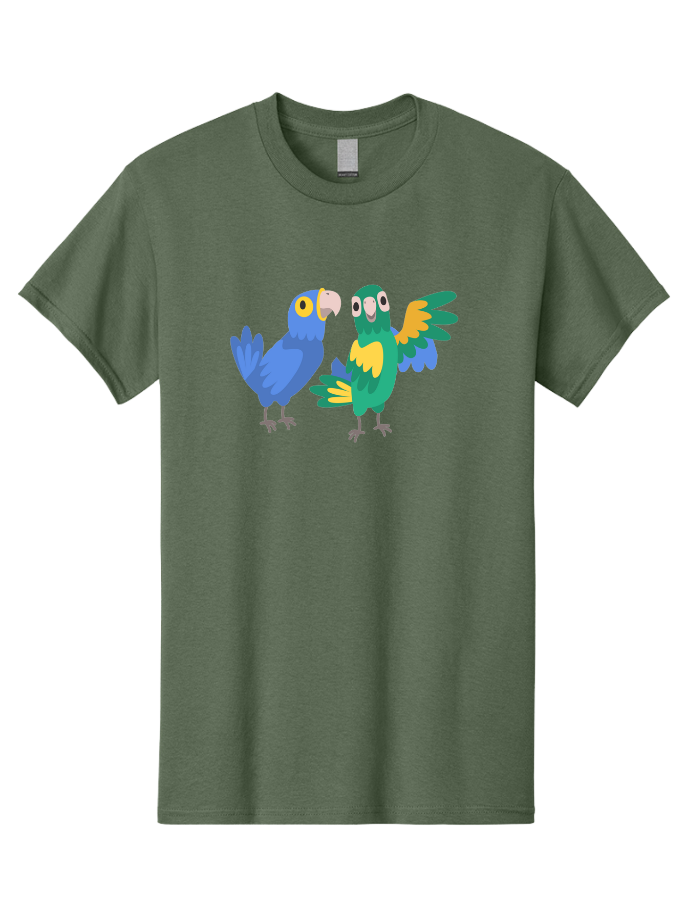 Two-Parrots Men'S Graphic Tee, 100% Cotton, Comfortable Casual Summer Wear, Machine Washable, Cartoon Parrots, Colorful Birds, Vibrant Plumage, Blue Parrot, Green Parrot, Yellow Accents, Playful Birds, Animated Creatures, Parrot Illustration, Aab896 7