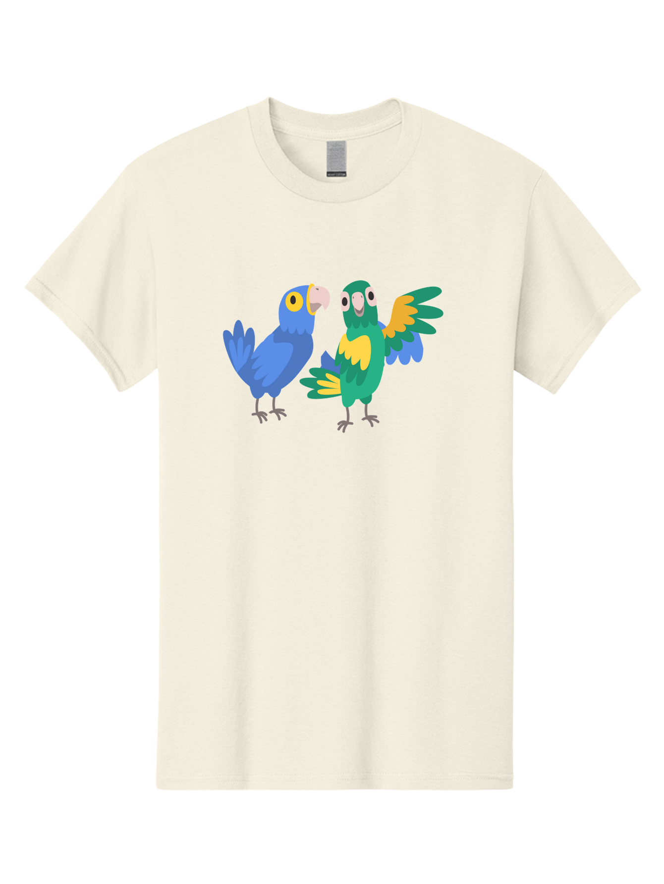 Two-Parrots Men'S Graphic Tee, 100% Cotton, Comfortable Casual Summer Wear, Machine Washable, Cartoon Parrots, Colorful Birds, Vibrant Plumage, Blue Parrot, Green Parrot, Yellow Accents, Playful Birds, Animated Creatures, Parrot Illustration, Aab896 21