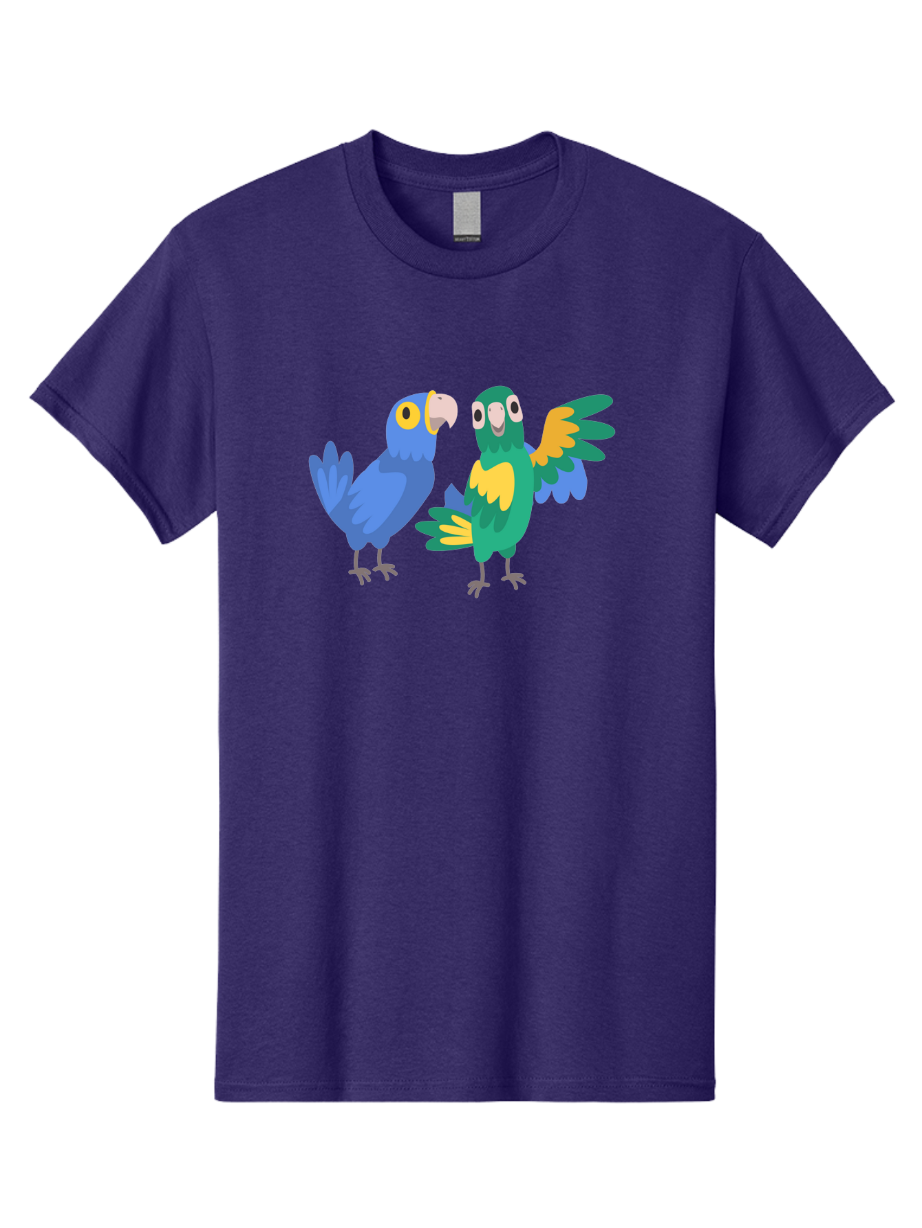 Two-Parrots Men'S Graphic Tee, 100% Cotton, Comfortable Casual Summer Wear, Machine Washable, Cartoon Parrots, Colorful Birds, Vibrant Plumage, Blue Parrot, Green Parrot, Yellow Accents, Playful Birds, Animated Creatures, Parrot Illustration, Aab896 15