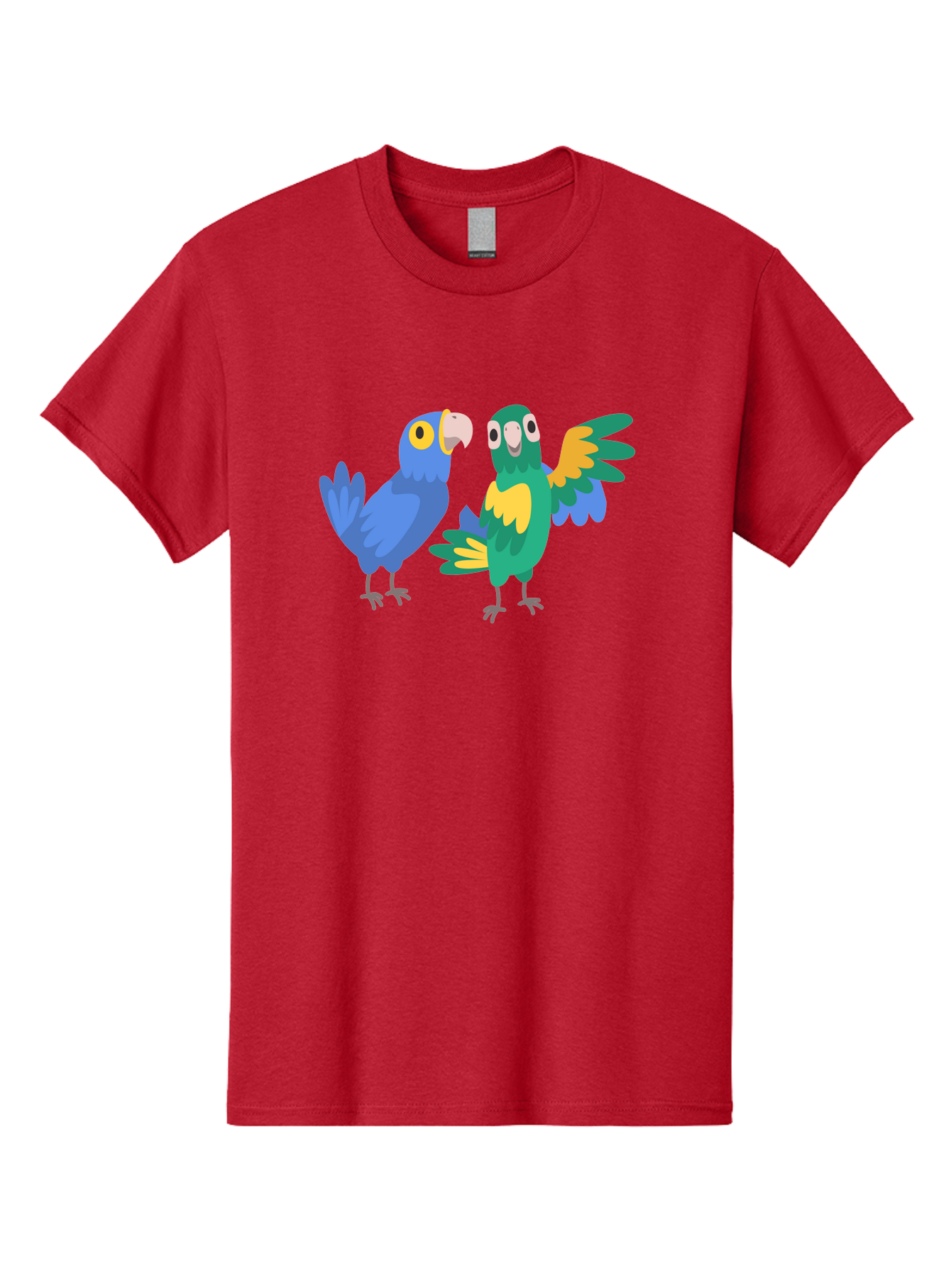 Two-Parrots Men'S Graphic Tee, 100% Cotton, Comfortable Casual Summer Wear, Machine Washable, Cartoon Parrots, Colorful Birds, Vibrant Plumage, Blue Parrot, Green Parrot, Yellow Accents, Playful Birds, Animated Creatures, Parrot Illustration, Aab896 23
