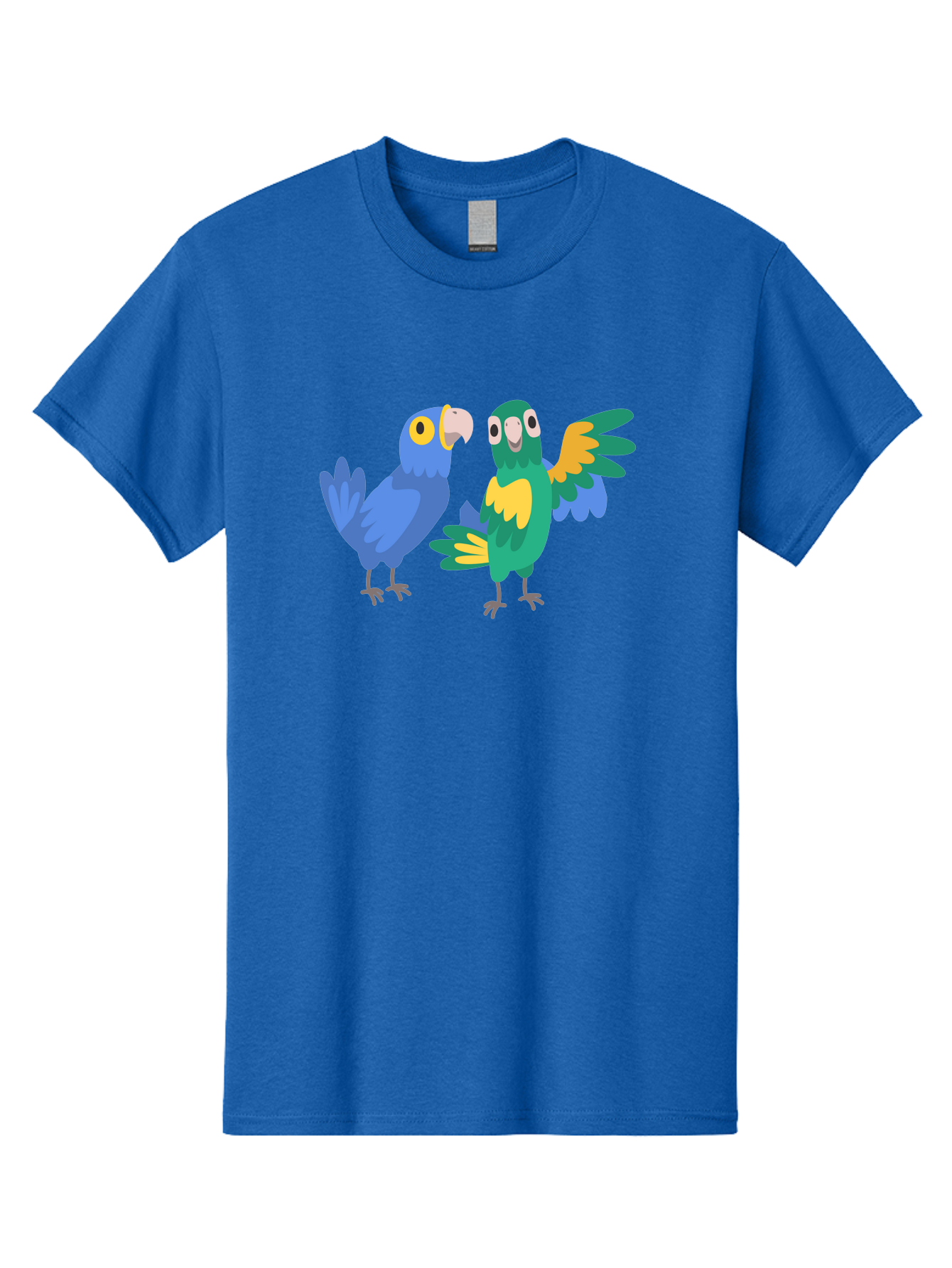 Two-Parrots Men'S Graphic Tee, 100% Cotton, Comfortable Casual Summer Wear, Machine Washable, Cartoon Parrots, Colorful Birds, Vibrant Plumage, Blue Parrot, Green Parrot, Yellow Accents, Playful Birds, Animated Creatures, Parrot Illustration, Aab896 13