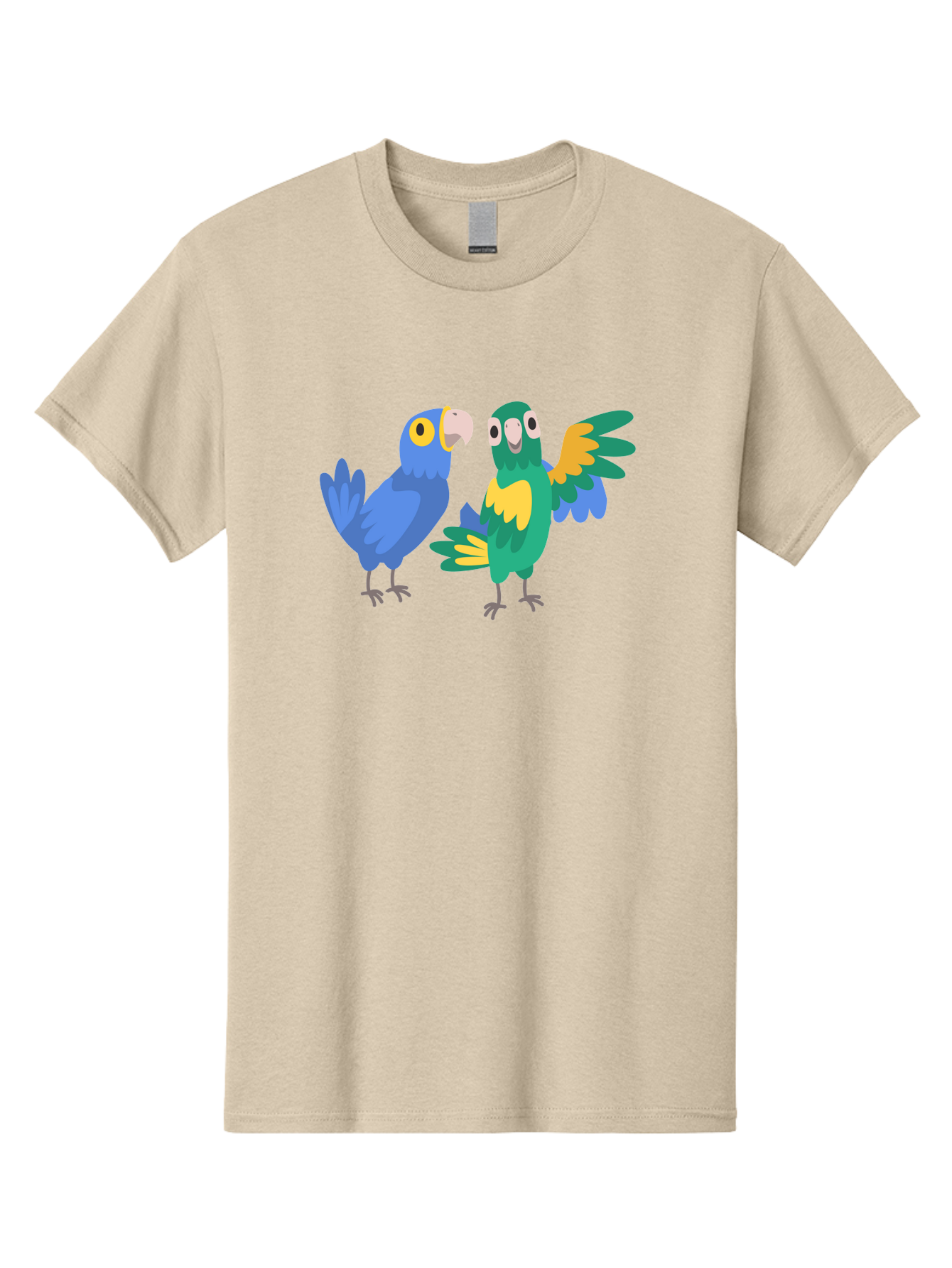 Two-Parrots Men'S Graphic Tee, 100% Cotton, Comfortable Casual Summer Wear, Machine Washable, Cartoon Parrots, Colorful Birds, Vibrant Plumage, Blue Parrot, Green Parrot, Yellow Accents, Playful Birds, Animated Creatures, Parrot Illustration, Aab896 29