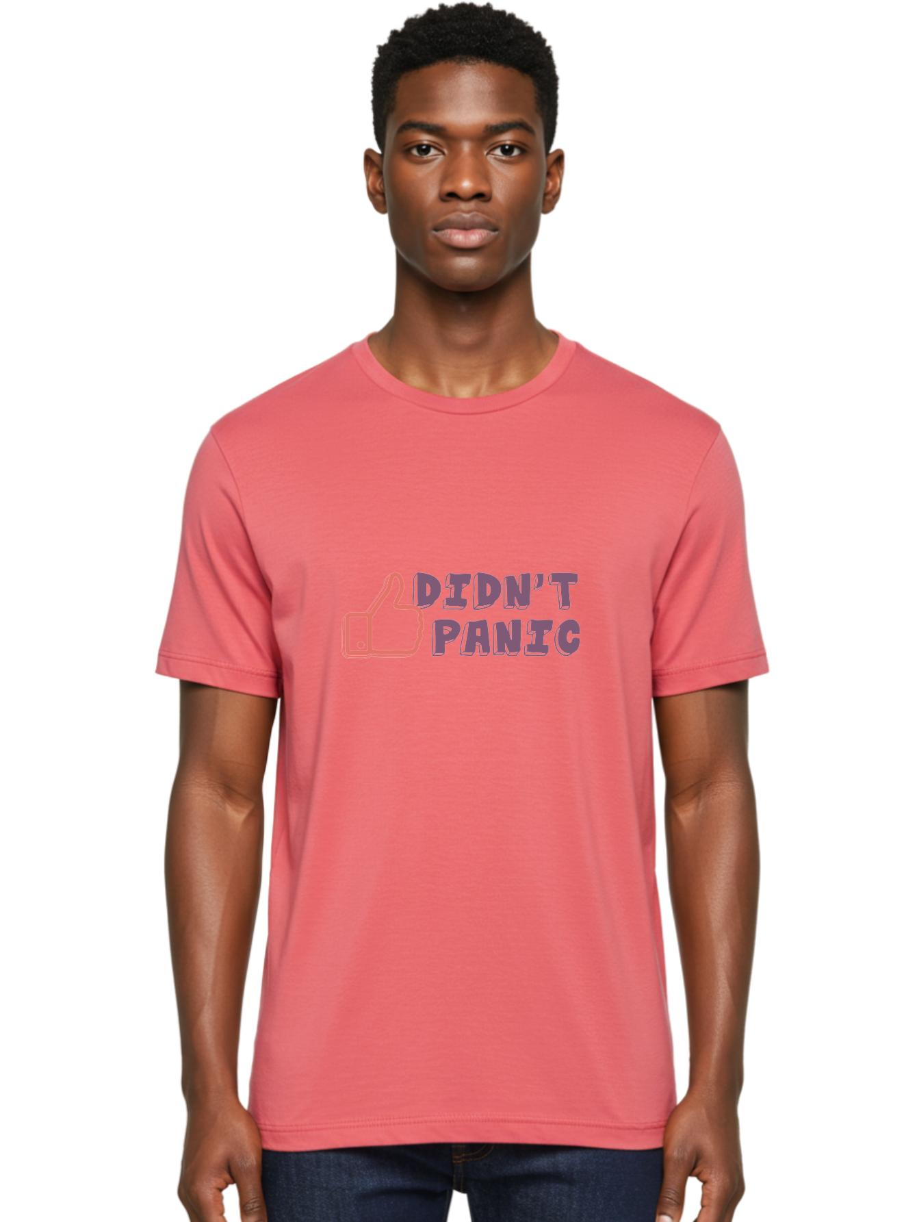 Didn-T-Panic Men'S Graphic Tee, 100% Cotton, Comfortable Casual Summer Wear, Machine Washable, Thumbs Up, Approval, Calmness, Confidence, Positivity, Humor, Parody, Sarcasm, Laid Back Attitude, Relaxed Vibe, Funny Meme Aab898 12