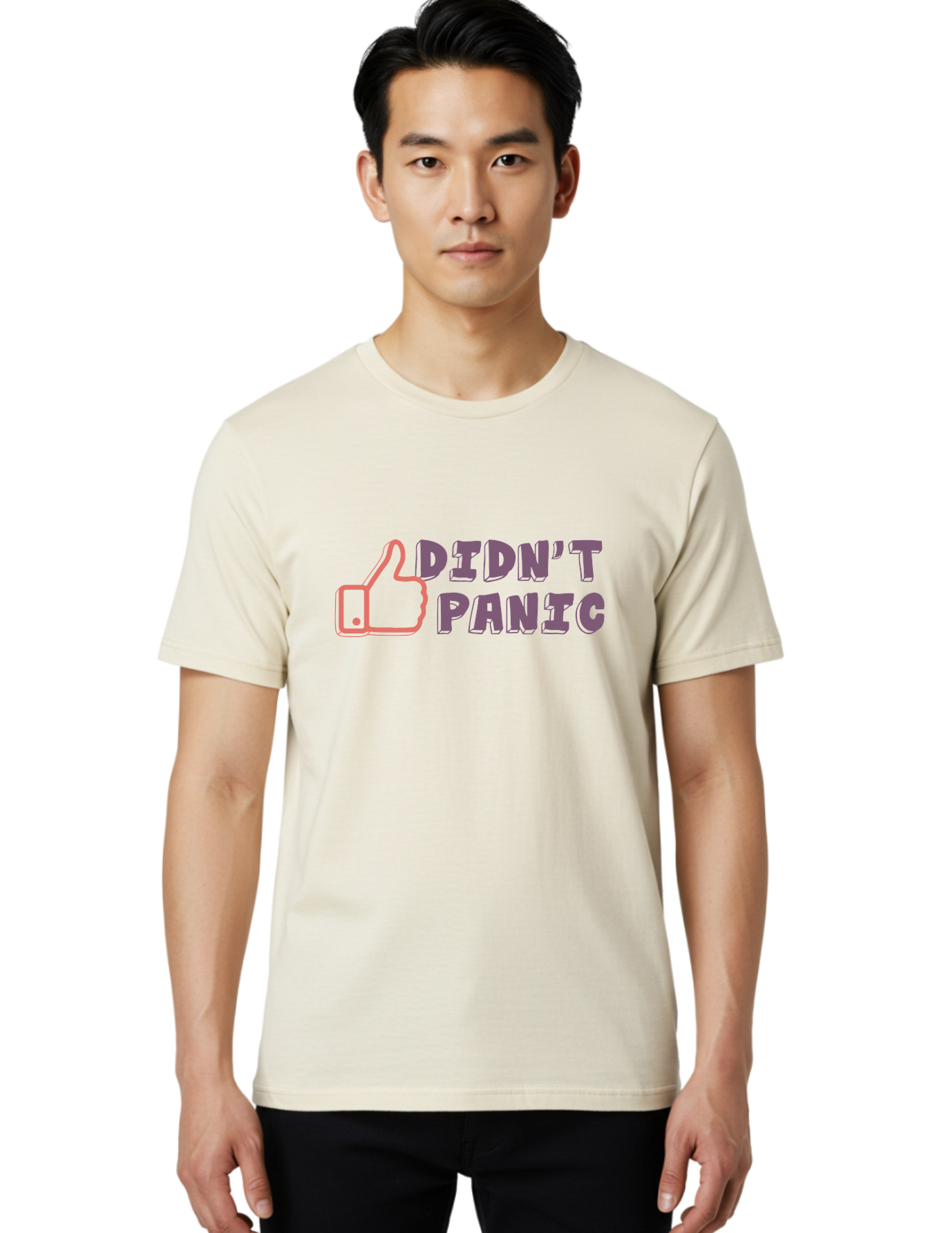 Didn-T-Panic Men'S Graphic Tee, 100% Cotton, Comfortable Casual Summer Wear, Machine Washable, Thumbs Up, Approval, Calmness, Confidence, Positivity, Humor, Parody, Sarcasm, Laid Back Attitude, Relaxed Vibe, Funny Meme Aab898 22