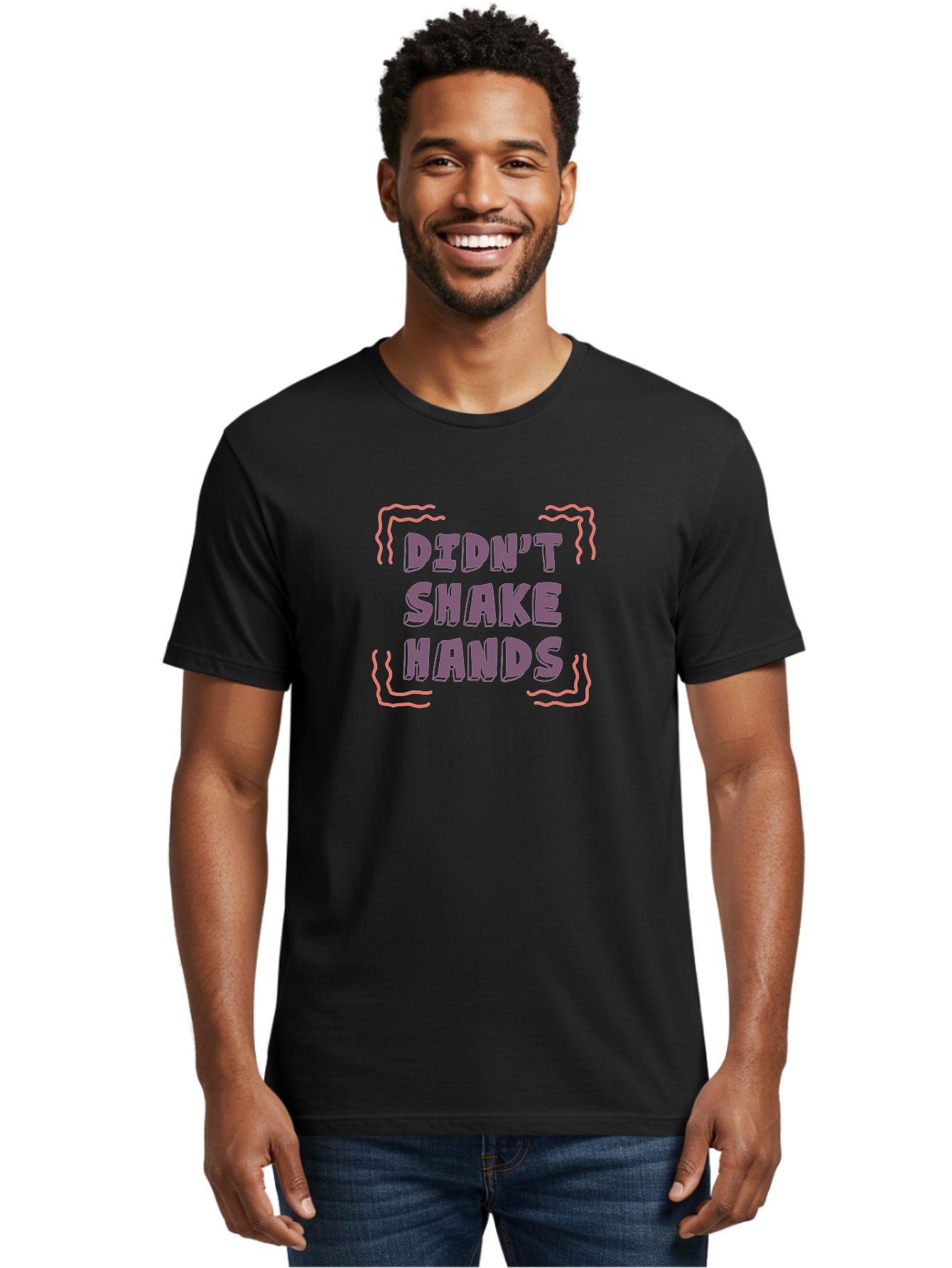 Didn-T-Shake-Hands Men'S Graphic Tee, 100% Cotton, Comfortable Casual Summer Wear, Machine Washable, Didn'T Shake Hands, Refusing Handshake, Bold Statement, Viral Meme, Humorous Graphic, Provocative Phrase, Quirky Design, Purple Text, Aab899 10