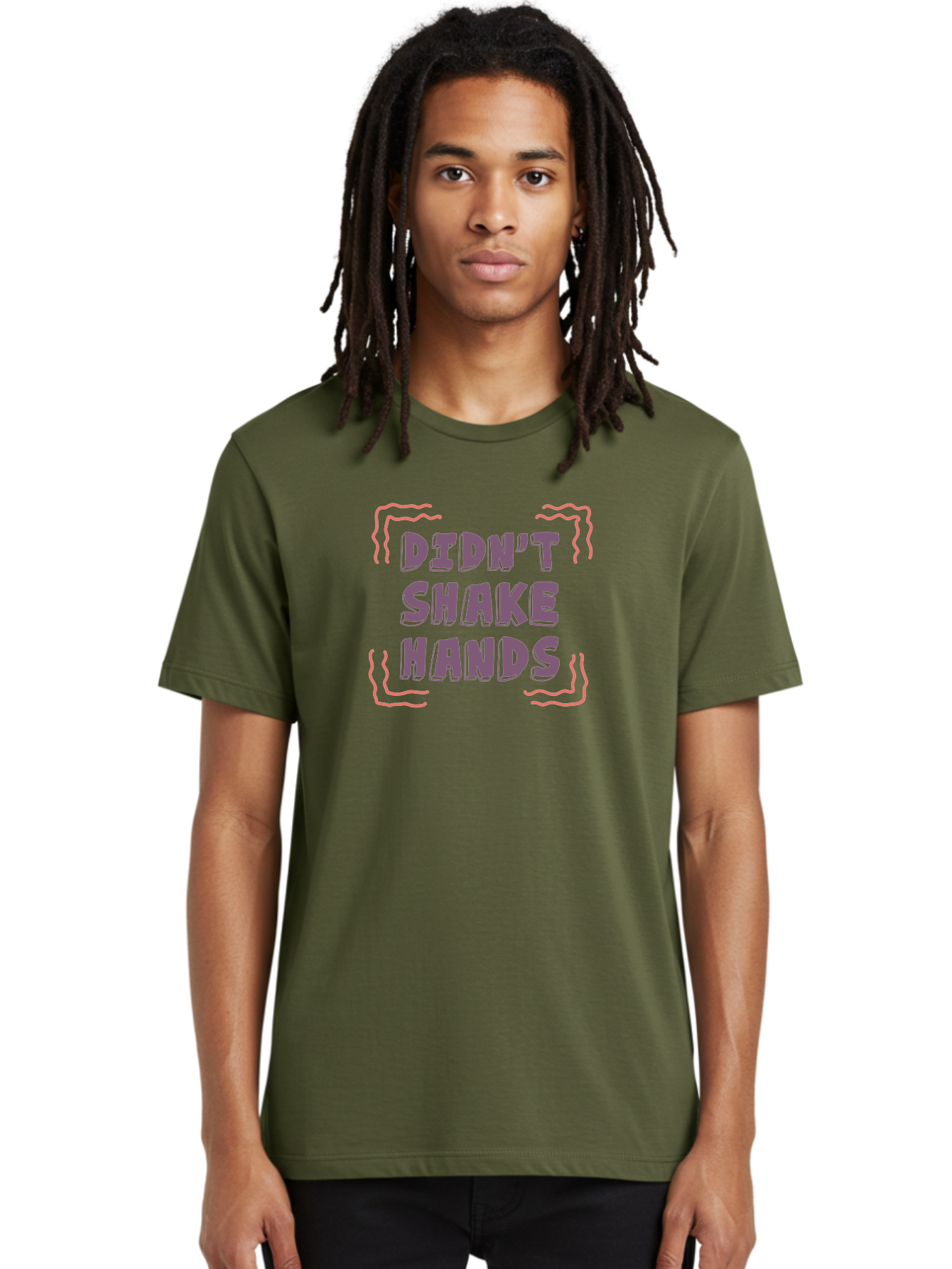 Didn-T-Shake-Hands Men'S Graphic Tee, 100% Cotton, Comfortable Casual Summer Wear, Machine Washable, Didn'T Shake Hands, Refusing Handshake, Bold Statement, Viral Meme, Humorous Graphic, Provocative Phrase, Quirky Design, Purple Text, Aab899 18
