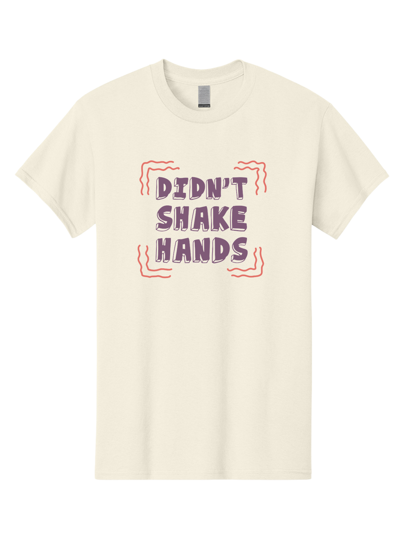 Didn-T-Shake-Hands Men'S Graphic Tee, 100% Cotton, Comfortable Casual Summer Wear, Machine Washable, Didn'T Shake Hands, Refusing Handshake, Bold Statement, Viral Meme, Humorous Graphic, Provocative Phrase, Quirky Design, Purple Text, Aab899 7