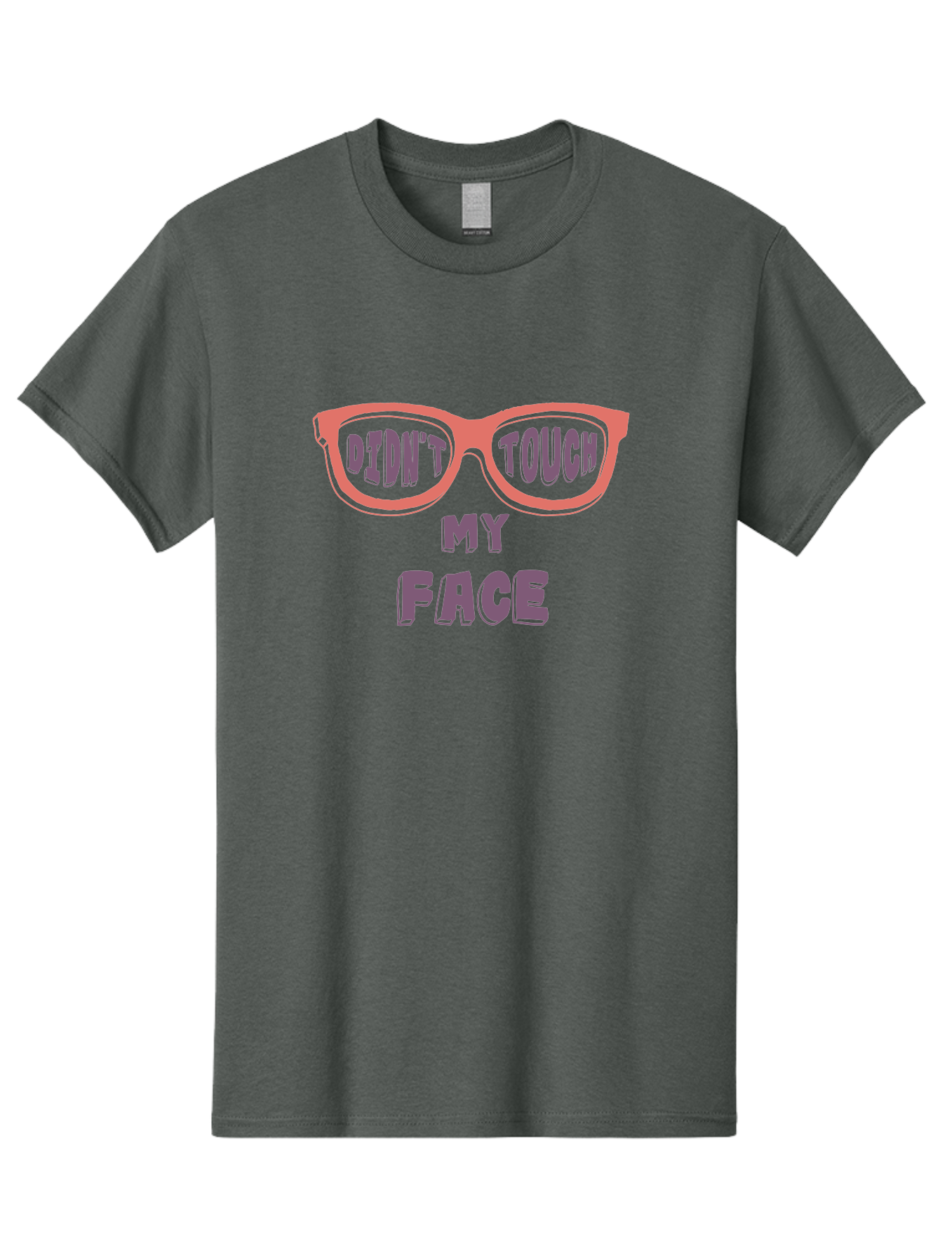 Didn-T-Touch-My-Face Men'S Graphic Tee, 100% Cotton, Comfortable Casual Summer Wear, Machine Washable, Funny Glasses, Quirky Saying, Humorous Design, Pink Glasses, Purple Text, Hygiene Reminder, Viral Meme, Eye-Catching Graphic, Aab900 29
