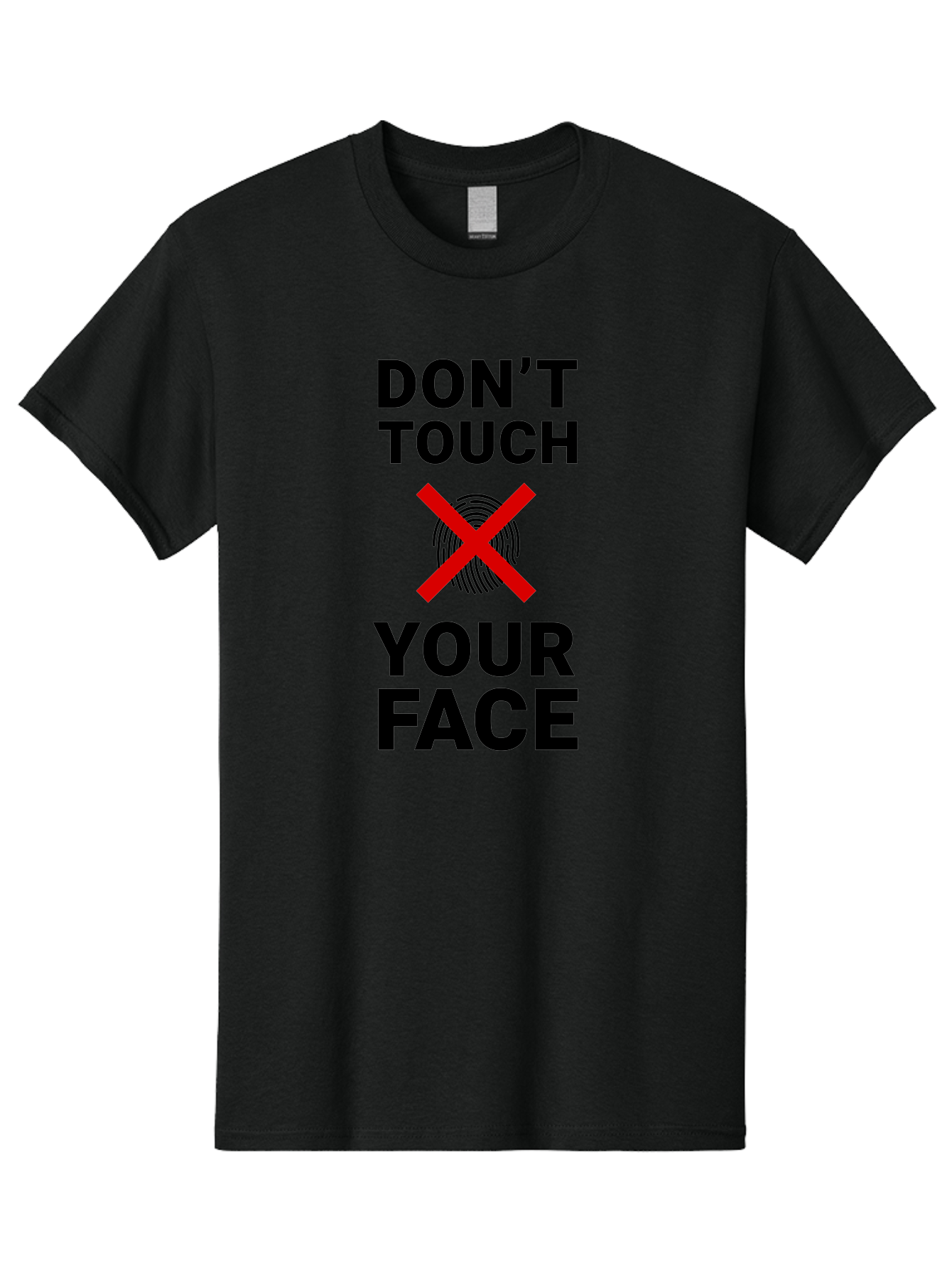 Don-T-Touch-Your-Face Men'S Graphic Tee, 100% Cotton, Comfortable Casual Summer Wear, Machine Washable, Public Health Warning, Hygiene Reminder, Face Touching Prevention, Fingerprint Graphic, Red Cross Symbol, Health Safety Message, Aab901 19