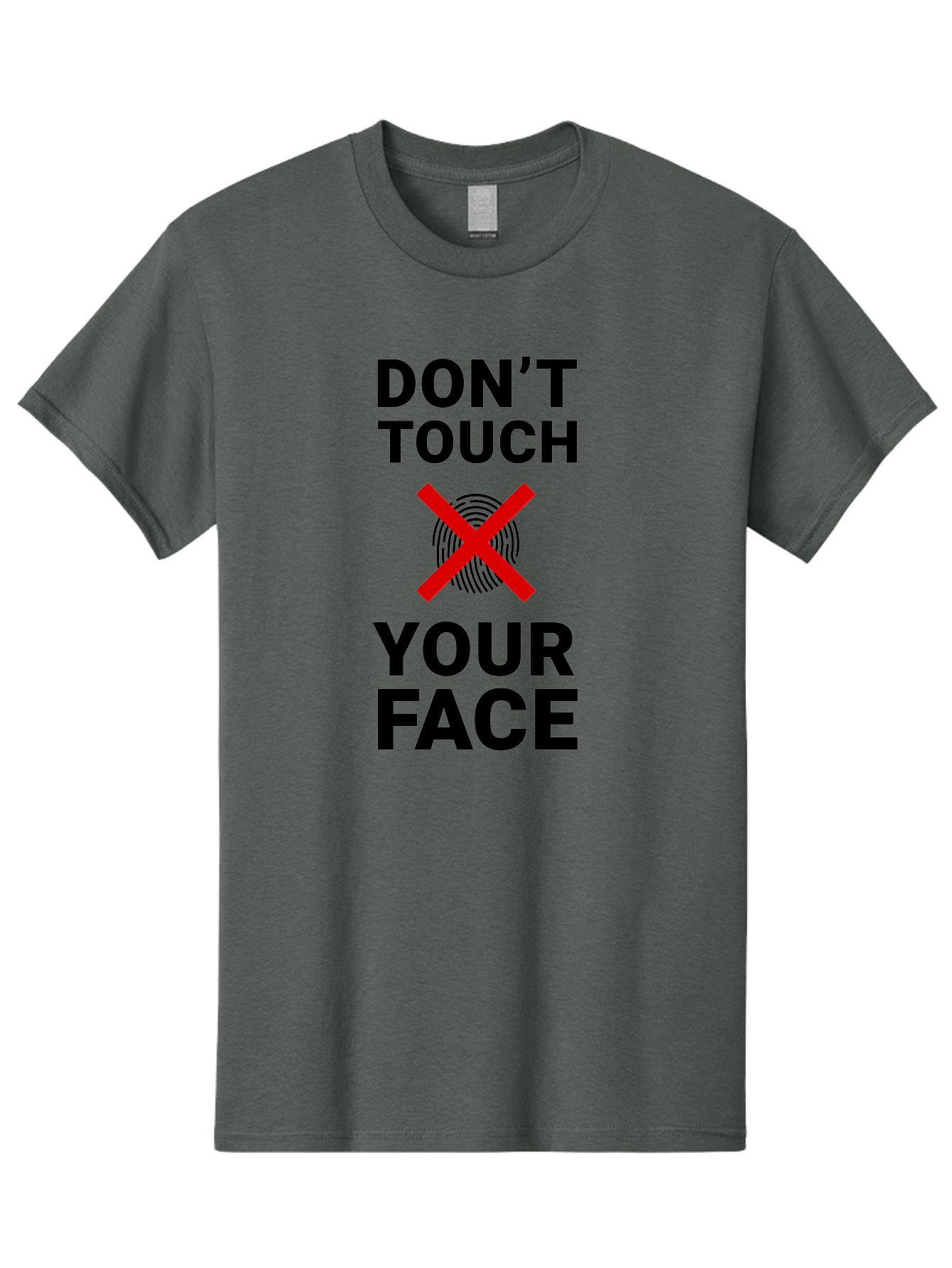 Don-T-Touch-Your-Face Men'S Graphic Tee, 100% Cotton, Comfortable Casual Summer Wear, Machine Washable, Public Health Warning, Hygiene Reminder, Face Touching Prevention, Fingerprint Graphic, Red Cross Symbol, Health Safety Message, Aab901 13