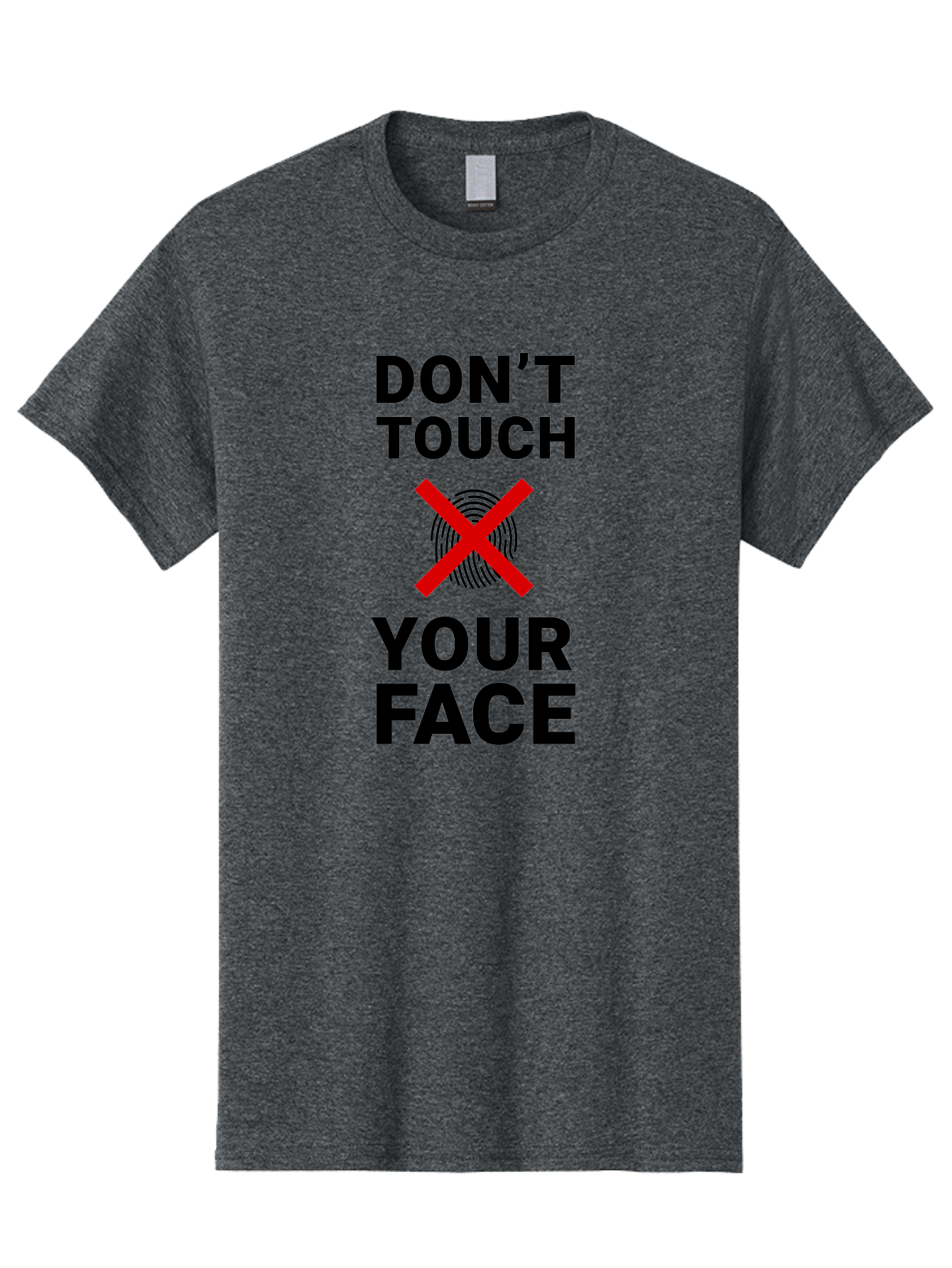 Don-T-Touch-Your-Face Men'S Graphic Tee, 100% Cotton, Comfortable Casual Summer Wear, Machine Washable, Public Health Warning, Hygiene Reminder, Face Touching Prevention, Fingerprint Graphic, Red Cross Symbol, Health Safety Message, Aab901 21