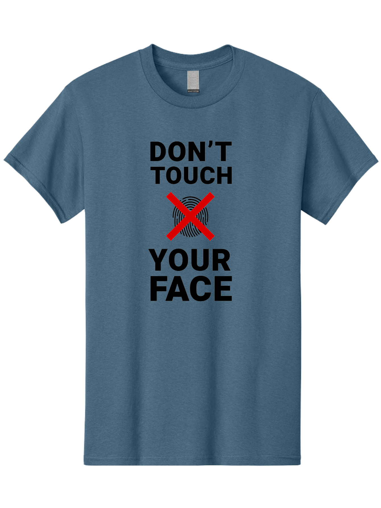 Don-T-Touch-Your-Face Men'S Graphic Tee, 100% Cotton, Comfortable Casual Summer Wear, Machine Washable, Public Health Warning, Hygiene Reminder, Face Touching Prevention, Fingerprint Graphic, Red Cross Symbol, Health Safety Message, Aab901 15