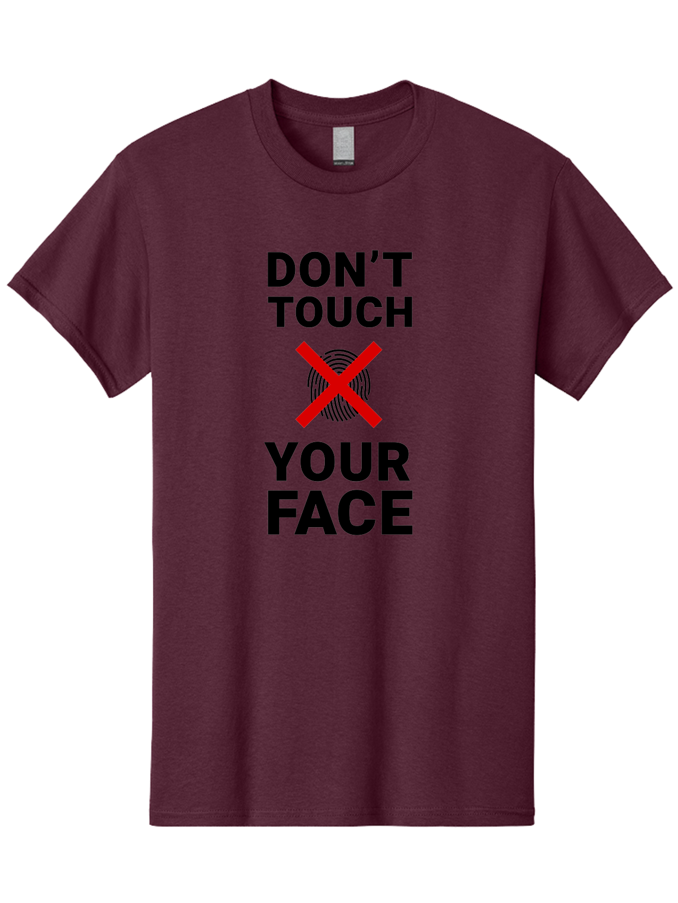 Don-T-Touch-Your-Face Men'S Graphic Tee, 100% Cotton, Comfortable Casual Summer Wear, Machine Washable, Public Health Warning, Hygiene Reminder, Face Touching Prevention, Fingerprint Graphic, Red Cross Symbol, Health Safety Message, Aab901 9
