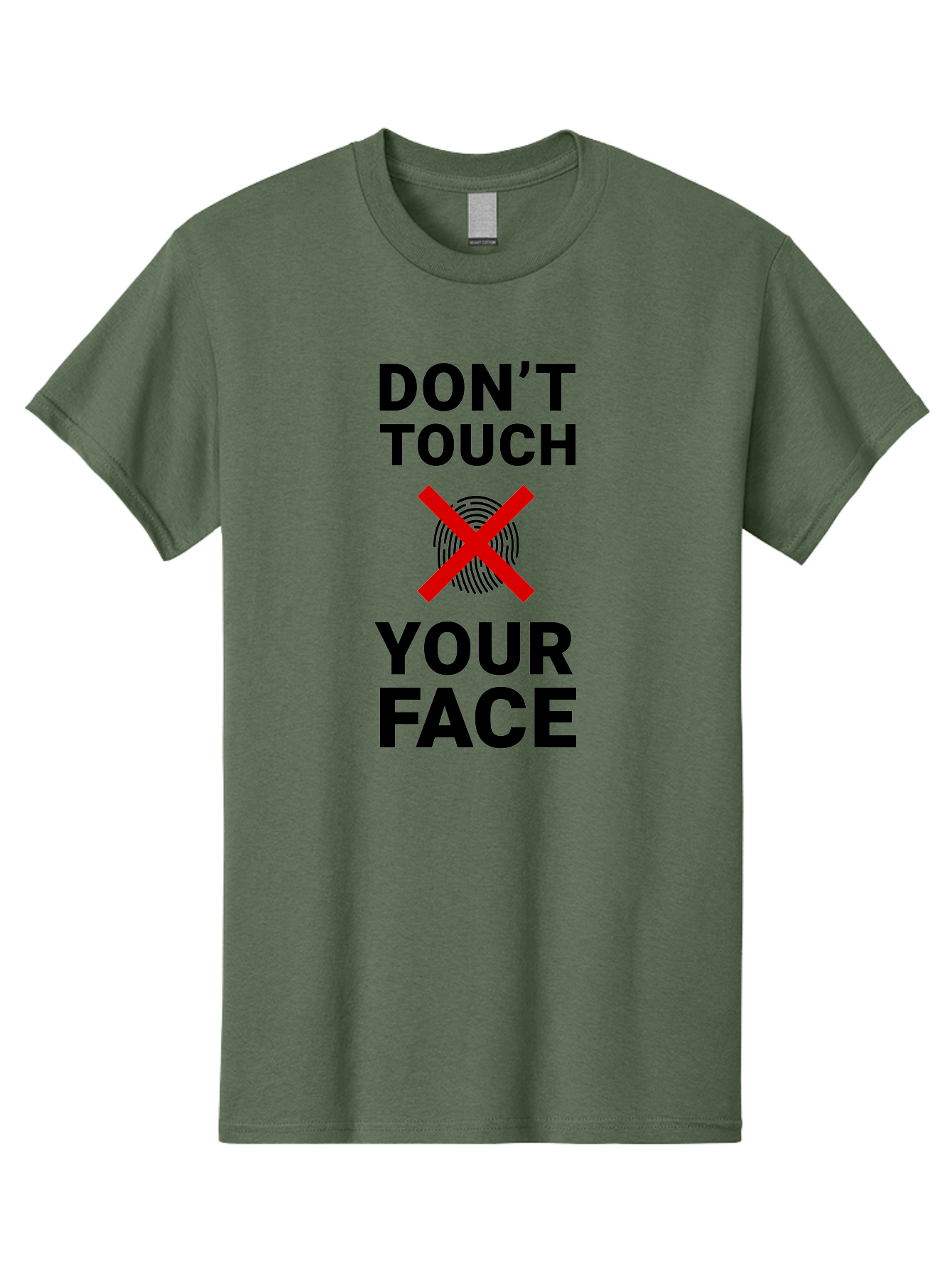 Don-T-Touch-Your-Face Men'S Graphic Tee, 100% Cotton, Comfortable Casual Summer Wear, Machine Washable, Public Health Warning, Hygiene Reminder, Face Touching Prevention, Fingerprint Graphic, Red Cross Symbol, Health Safety Message, Aab901 7