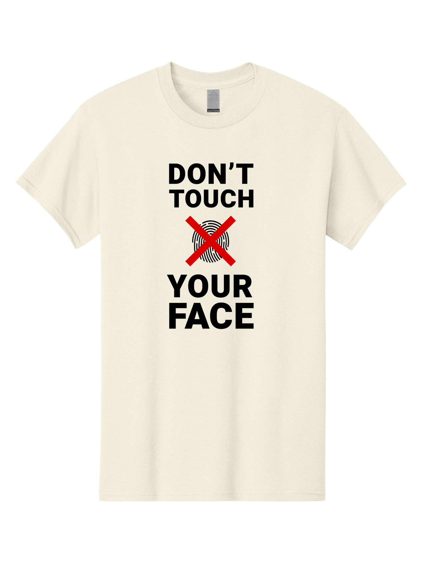 Don-T-Touch-Your-Face Men'S Graphic Tee, 100% Cotton, Comfortable Casual Summer Wear, Machine Washable, Public Health Warning, Hygiene Reminder, Face Touching Prevention, Fingerprint Graphic, Red Cross Symbol, Health Safety Message, Aab901 5