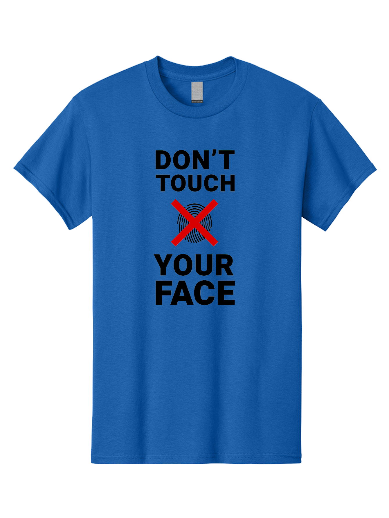 Don-T-Touch-Your-Face Men'S Graphic Tee, 100% Cotton, Comfortable Casual Summer Wear, Machine Washable, Public Health Warning, Hygiene Reminder, Face Touching Prevention, Fingerprint Graphic, Red Cross Symbol, Health Safety Message, Aab901 17