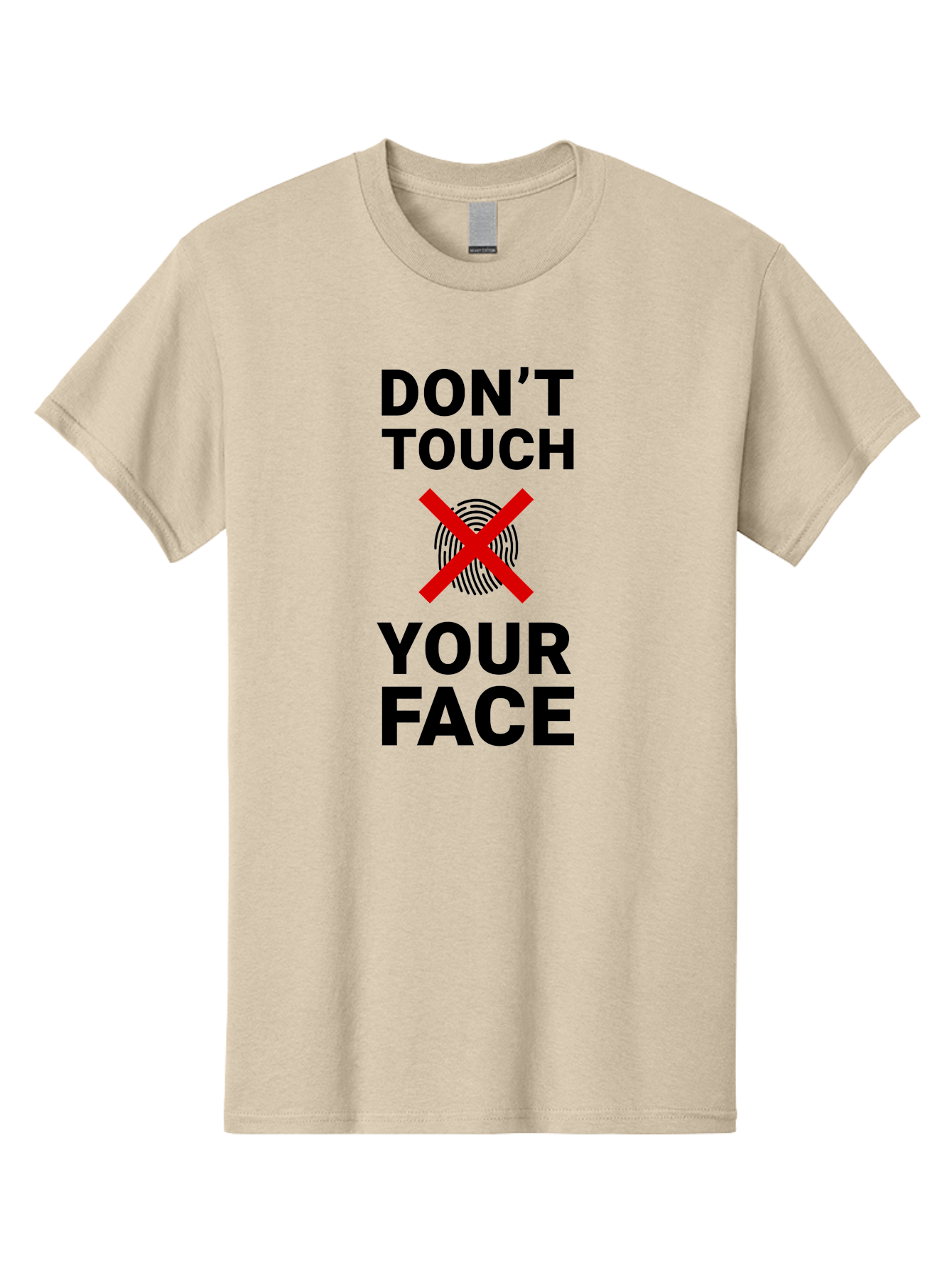 Don-T-Touch-Your-Face Men'S Graphic Tee, 100% Cotton, Comfortable Casual Summer Wear, Machine Washable, Public Health Warning, Hygiene Reminder, Face Touching Prevention, Fingerprint Graphic, Red Cross Symbol, Health Safety Message, Aab901 29