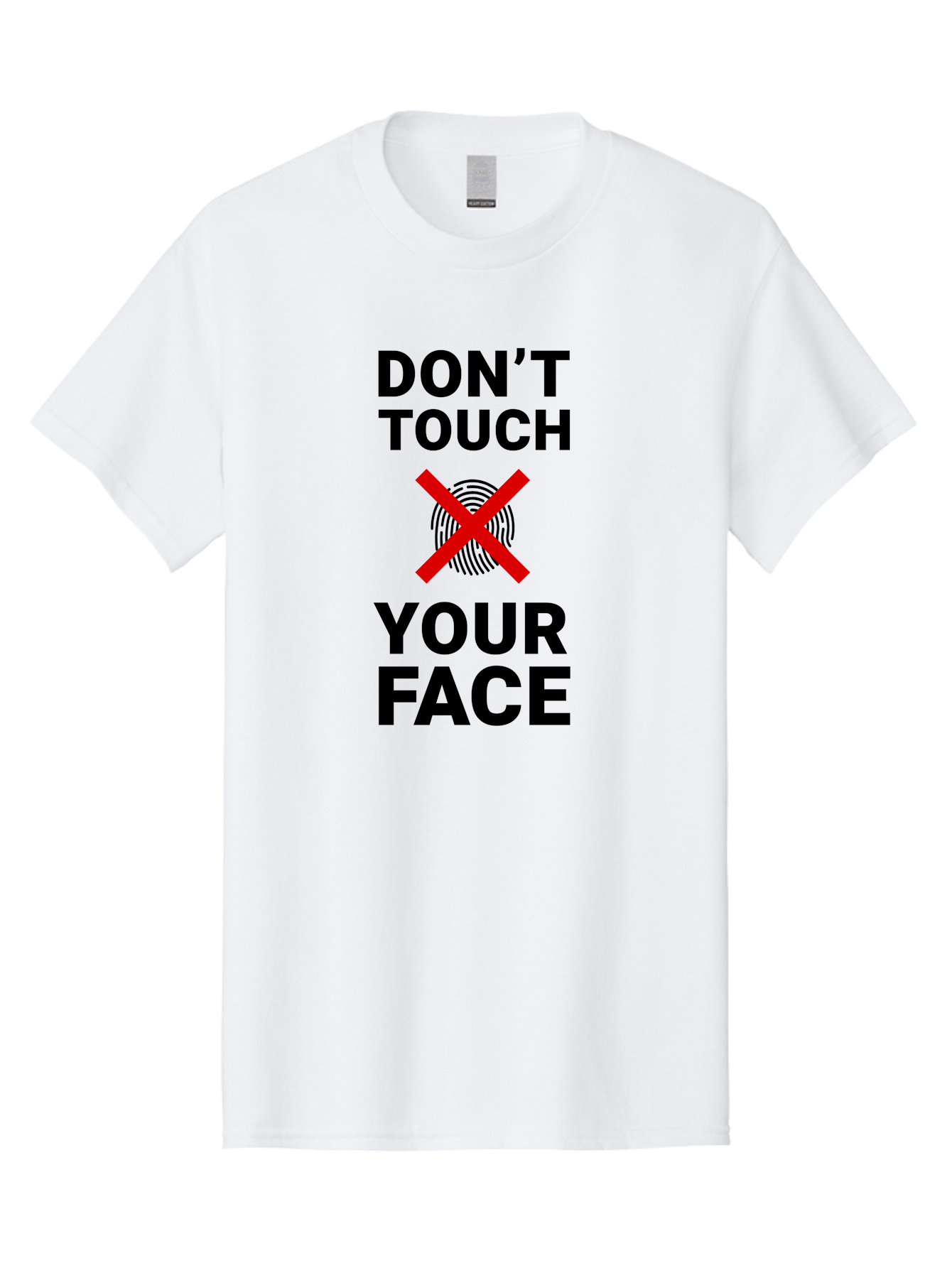 Don-T-Touch-Your-Face Men'S Graphic Tee, 100% Cotton, Comfortable Casual Summer Wear, Machine Washable, Public Health Warning, Hygiene Reminder, Face Touching Prevention, Fingerprint Graphic, Red Cross Symbol, Health Safety Message, Aab901 25