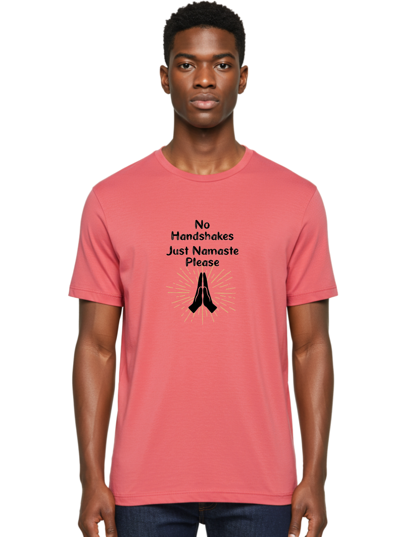 No-Handshakes-Just-Namaste Men'S Graphic Tee, 100% Cotton, Comfortable Casual Summer Wear, Machine Washable, Namaste Greeting, Hands Together, Prayer Pose, Yoga Symbol, Mindfulness, Spiritual Gesture, No Handshakes, Respectful Hello, Aab911 28