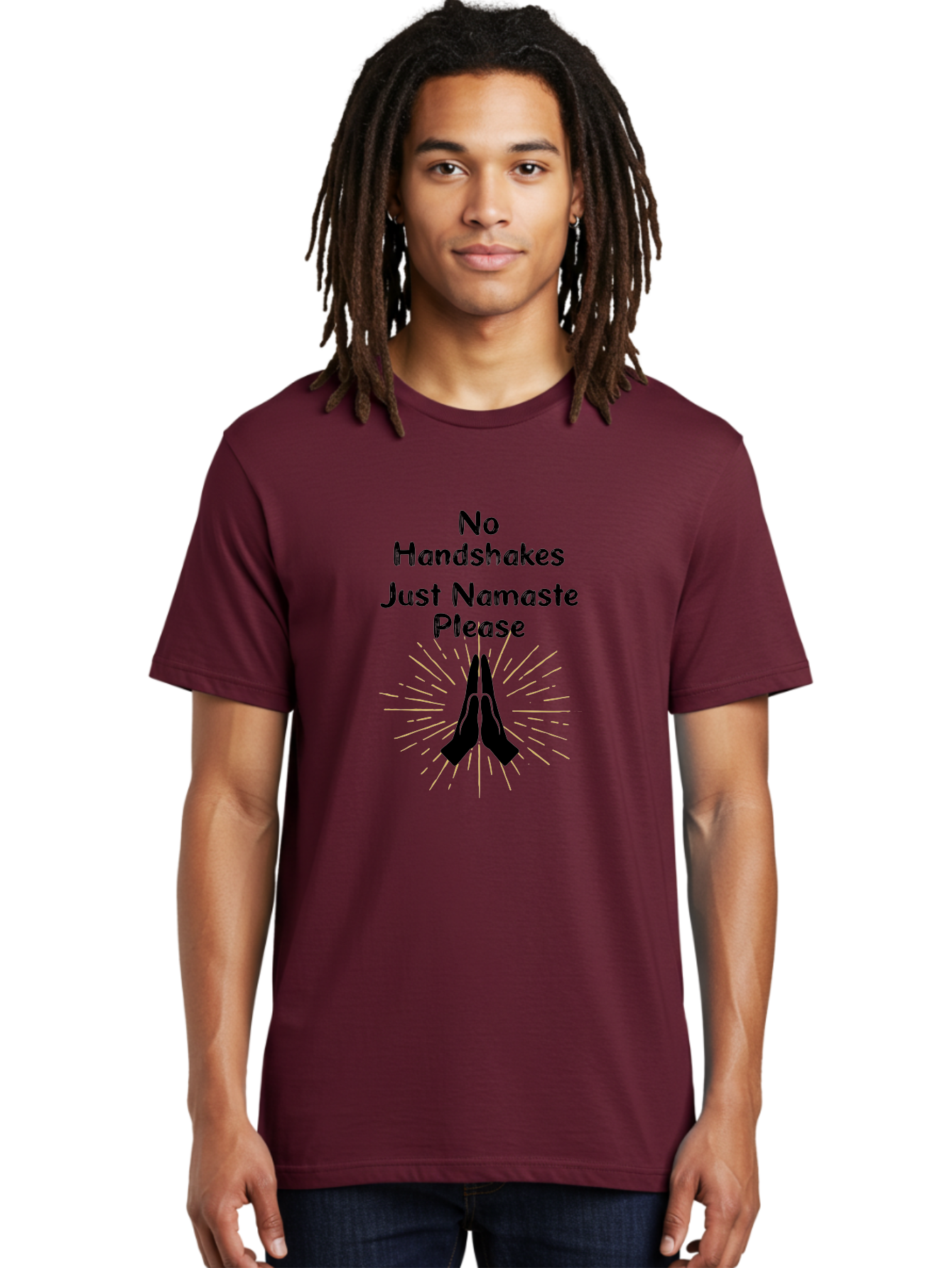 No-Handshakes-Just-Namaste Men'S Graphic Tee, 100% Cotton, Comfortable Casual Summer Wear, Machine Washable, Namaste Greeting, Hands Together, Prayer Pose, Yoga Symbol, Mindfulness, Spiritual Gesture, No Handshakes, Respectful Hello, Aab911 24